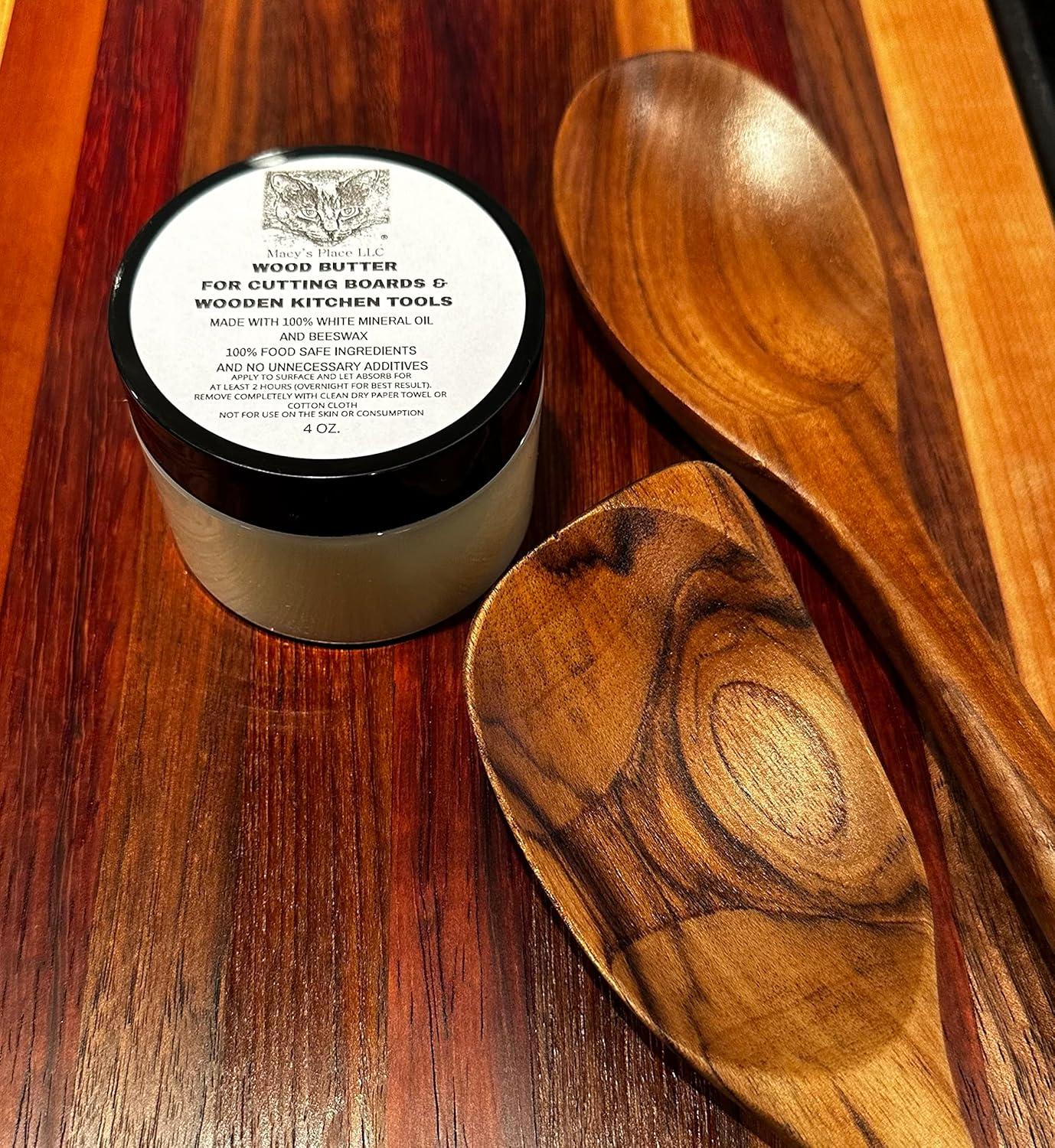 Macy's Place Wood Butter for Cutting Boards and Wooden Tools - 8oz Butcher Block Butter Wax