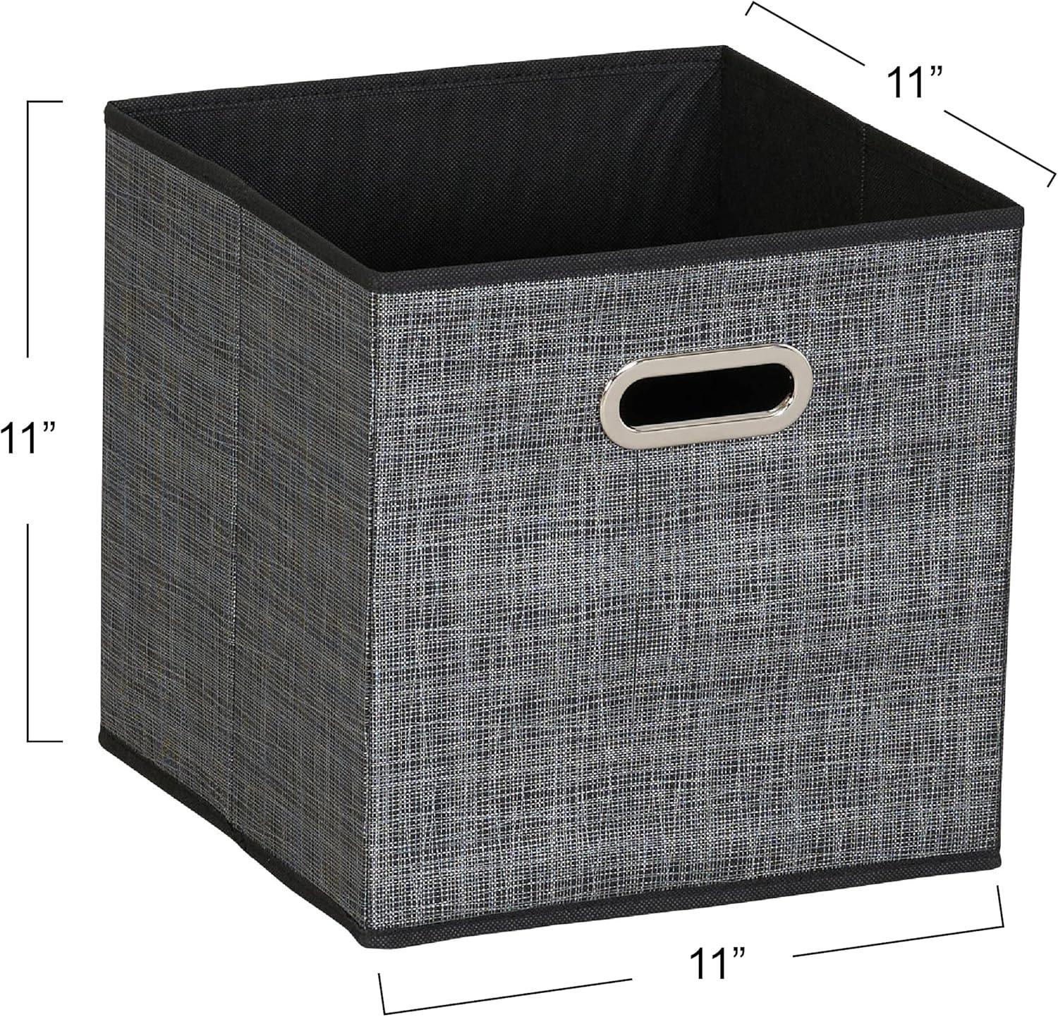 Household Essentials 11" Set of 6 Storage Bins Tan Mix: 11in Polyester Canvas, Folds Flat, No Assembly, Beige