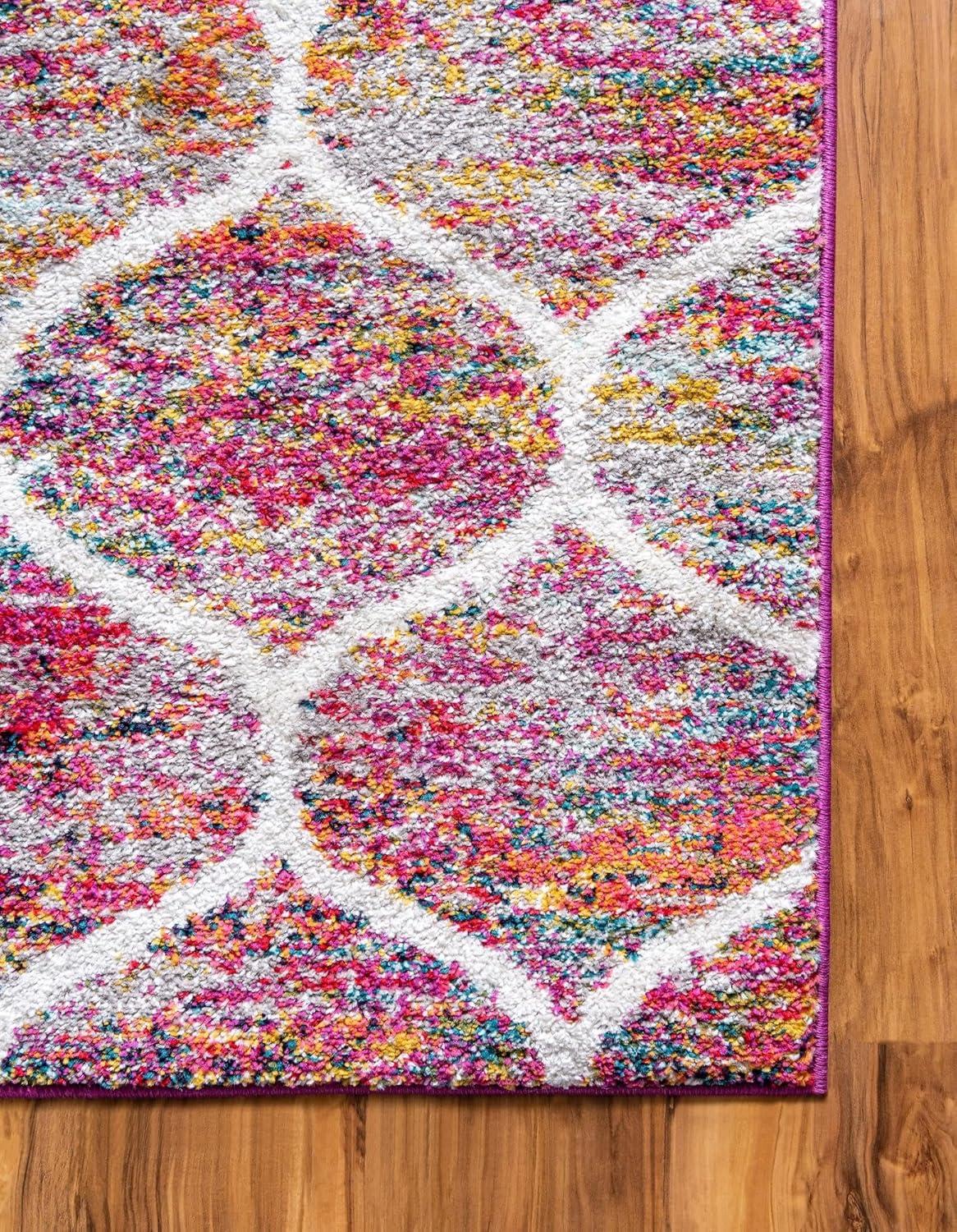 Unique Loom 3' 0 x 3' 0 Trellis Frieze Rounded Multi Area Rug