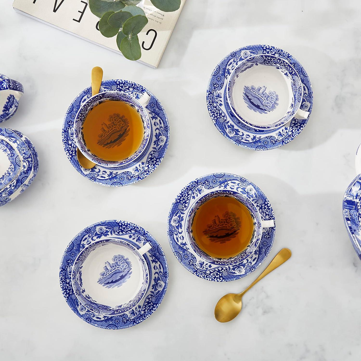 Spode Blue Italian Teacup & Saucer