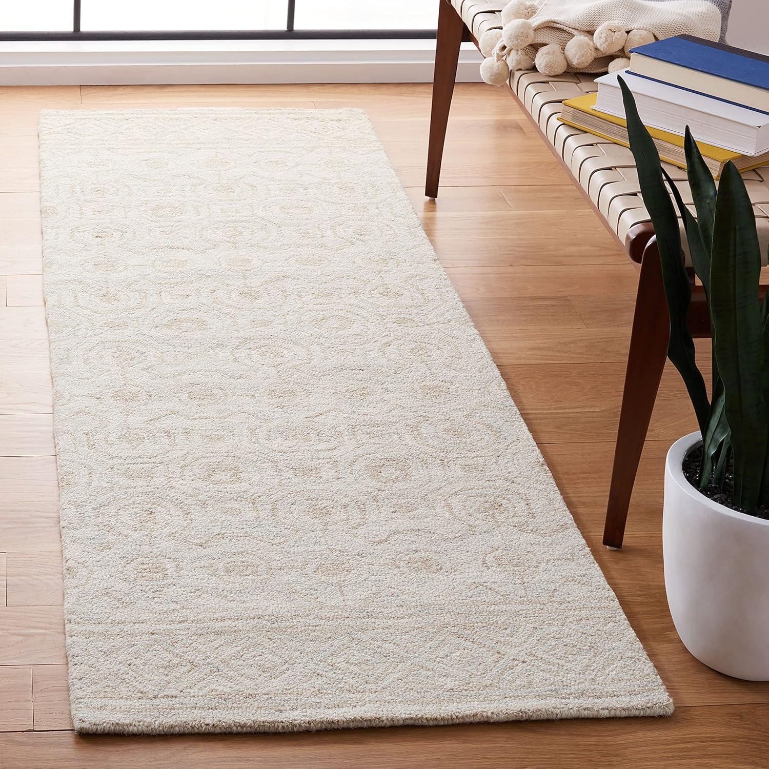 Micro-Loop MLP950 Hand Tufted Indoor Runner Rug - Ivory/Light Green - 2'3"x7' - Safavieh