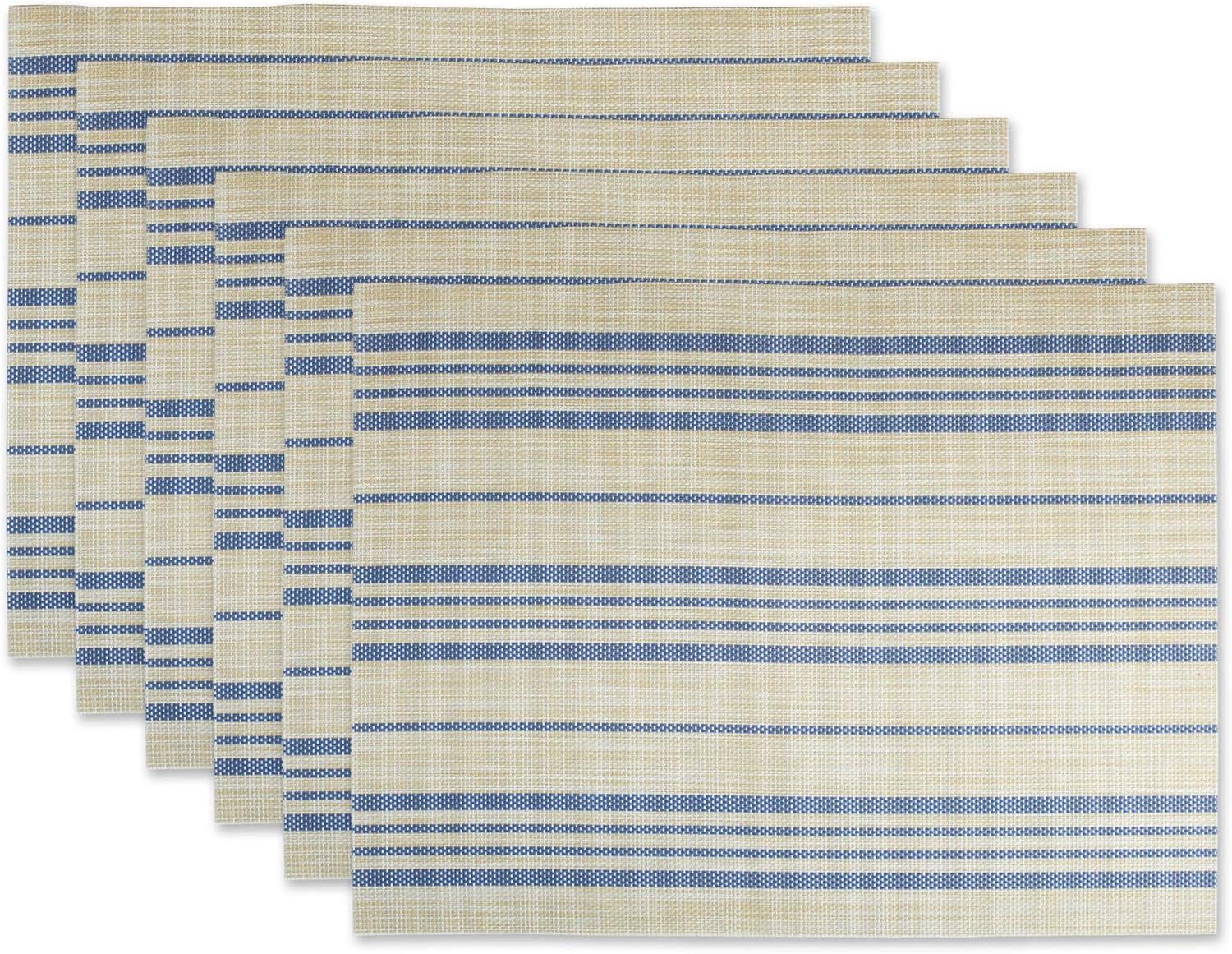 French Blue Farmhouse Stripe PVC Woven Placemat