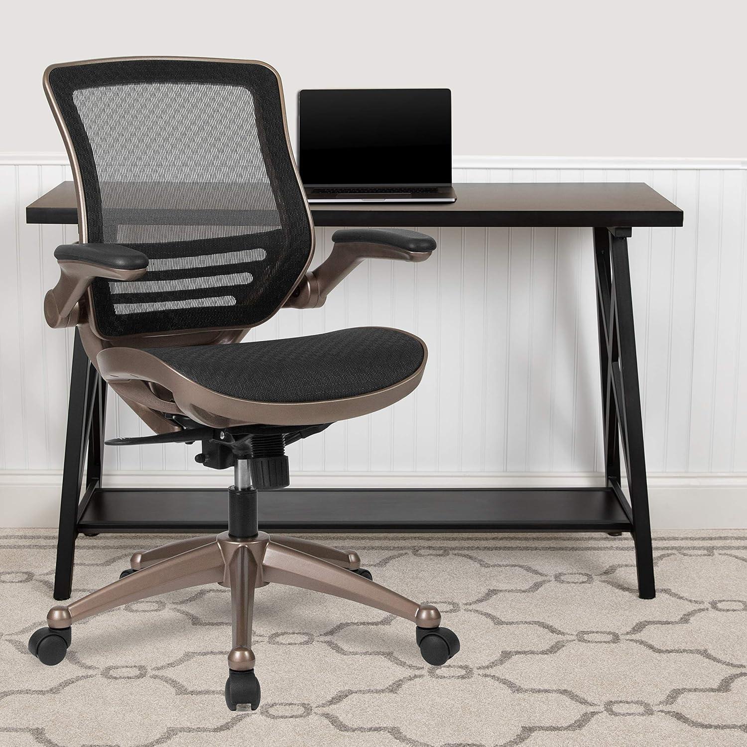 Flash Furniture Mid-Back Transparent Mesh Executive Swivel Office Chair with Flip-Up Arms