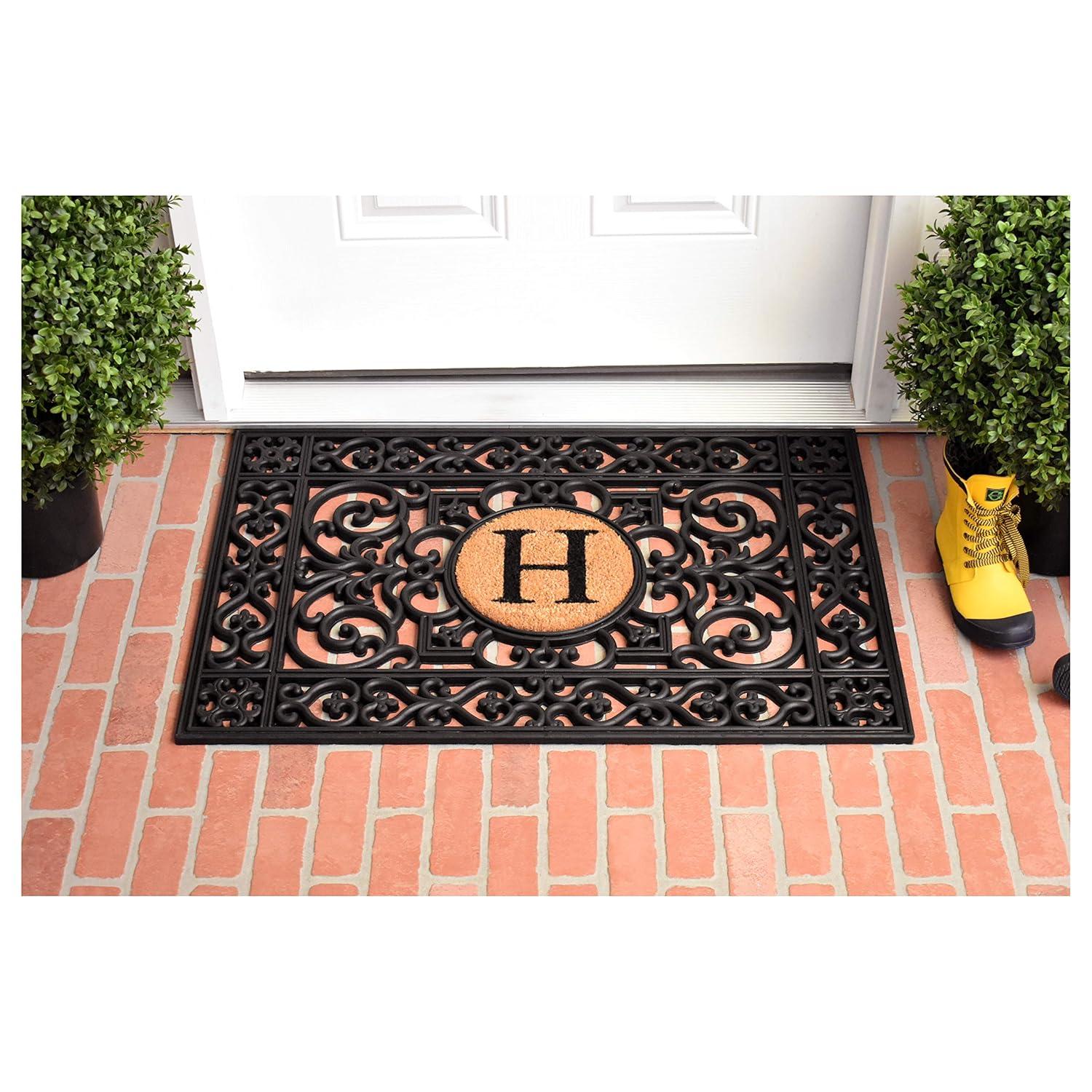 Calloway Mills Rubber Monogram Outdoor Doormat 2' x 3' (Letter H)