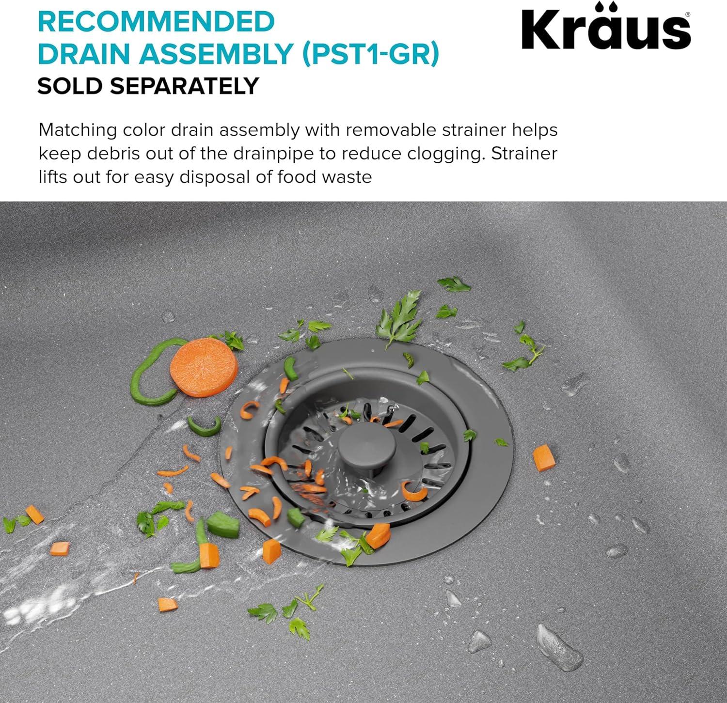 KRAUS Quarza™ 25" L Dual Mount Single Bowl Granite Kitchen Sink