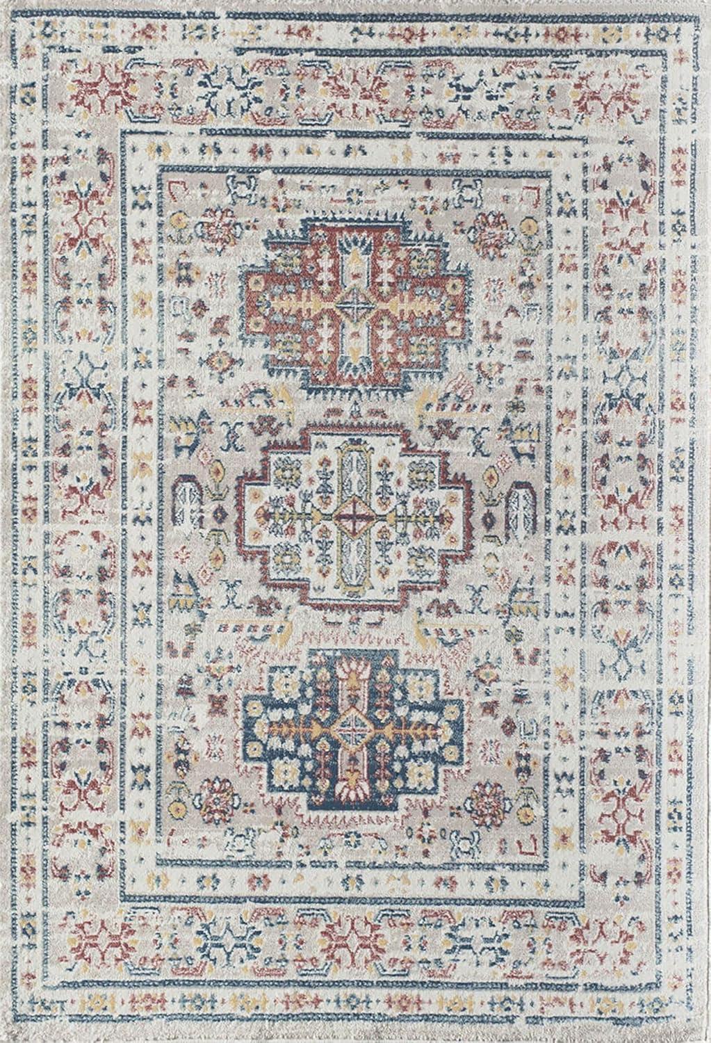 Rugs America Gallagher GL55D Flaxen Sundara Vintage Transitional Red Area Rug for Dining Room Rug Neutral Rug Living Room Rug Kitchen, 5'3"x7'