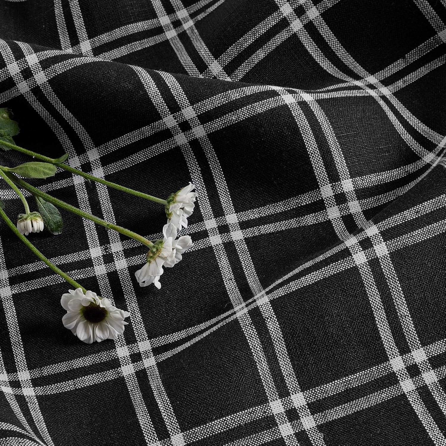 Solino Home Marseille Plaid - 100% Pure Linen Dinner Napkins (Set of 4)