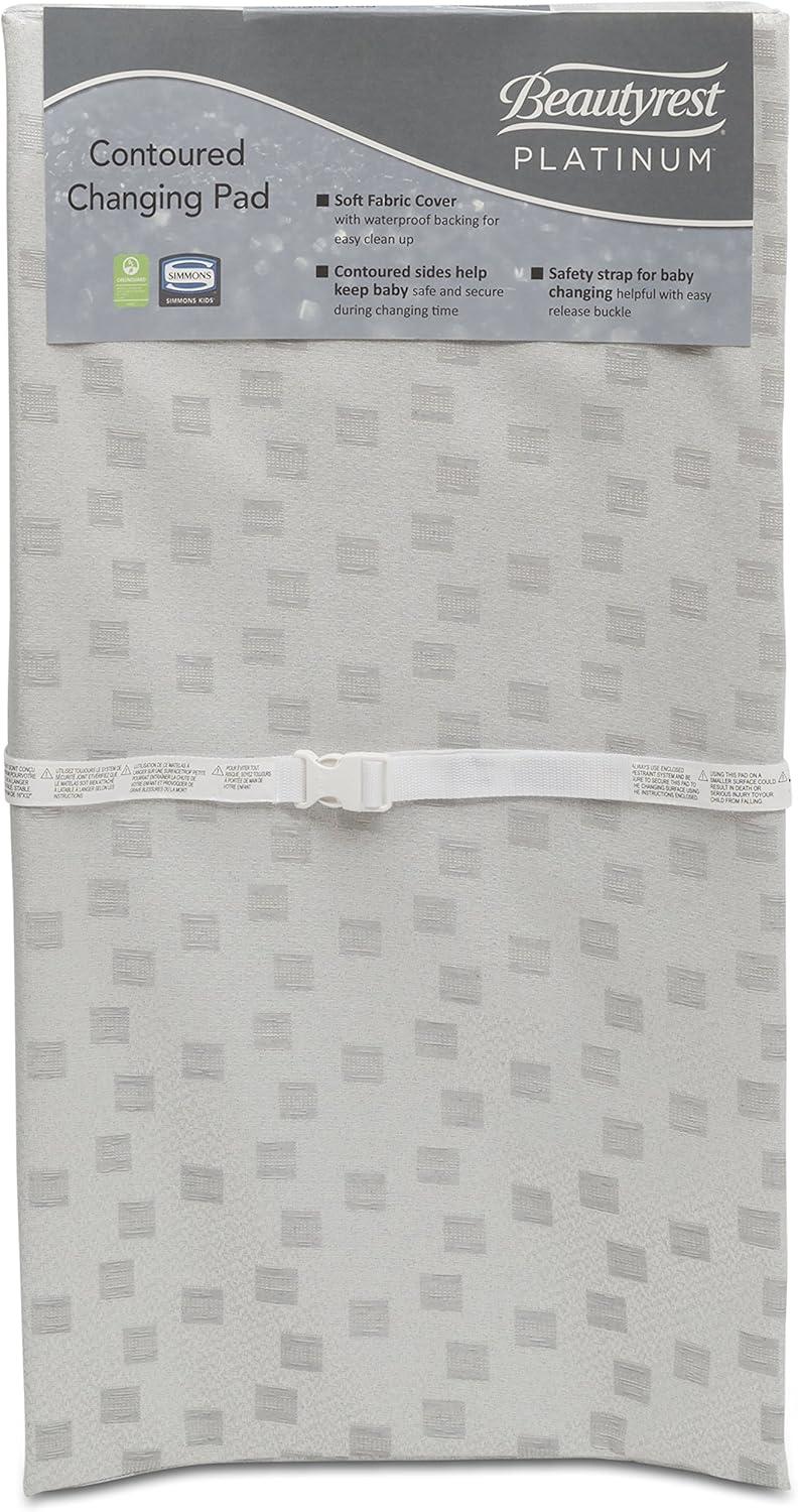 White Waterproof Contoured Baby Changing Pad with Safety Belt