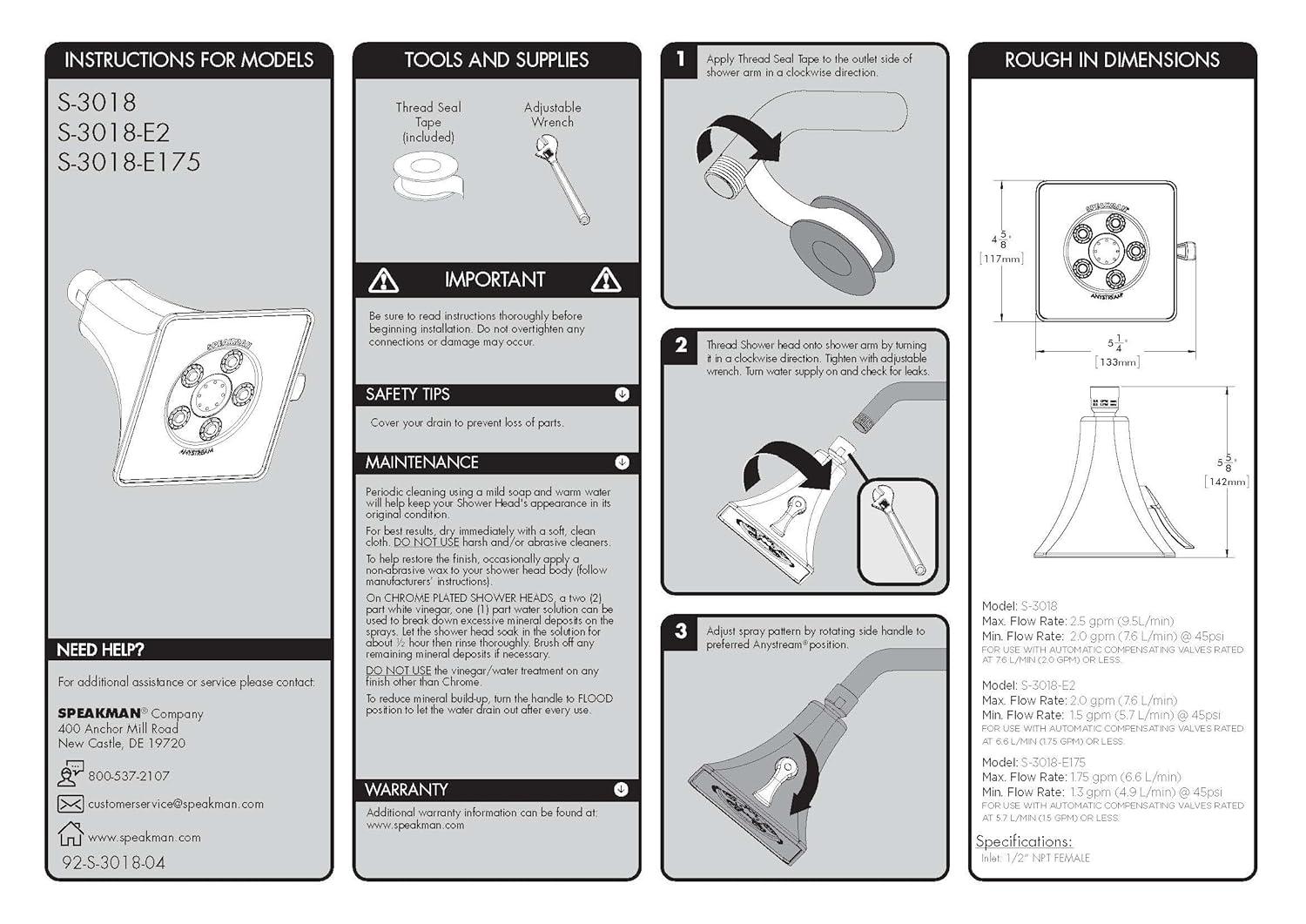 Rainier 2.0 GPM Adjustable Shower Head