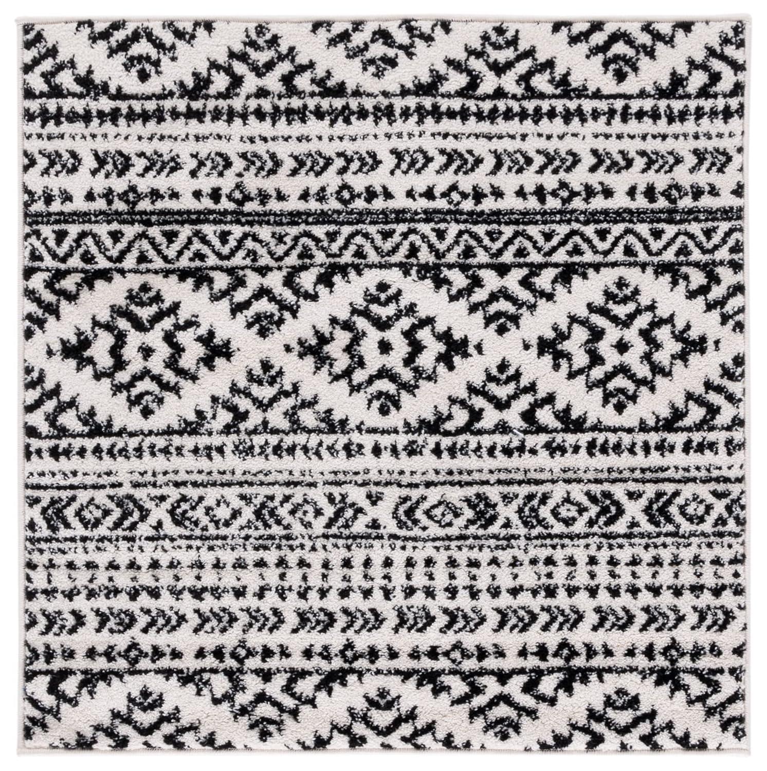 Tulum TUL272 Power Loomed Indoor Area Rug - Ivory/Black - 8'x8' - Safavieh