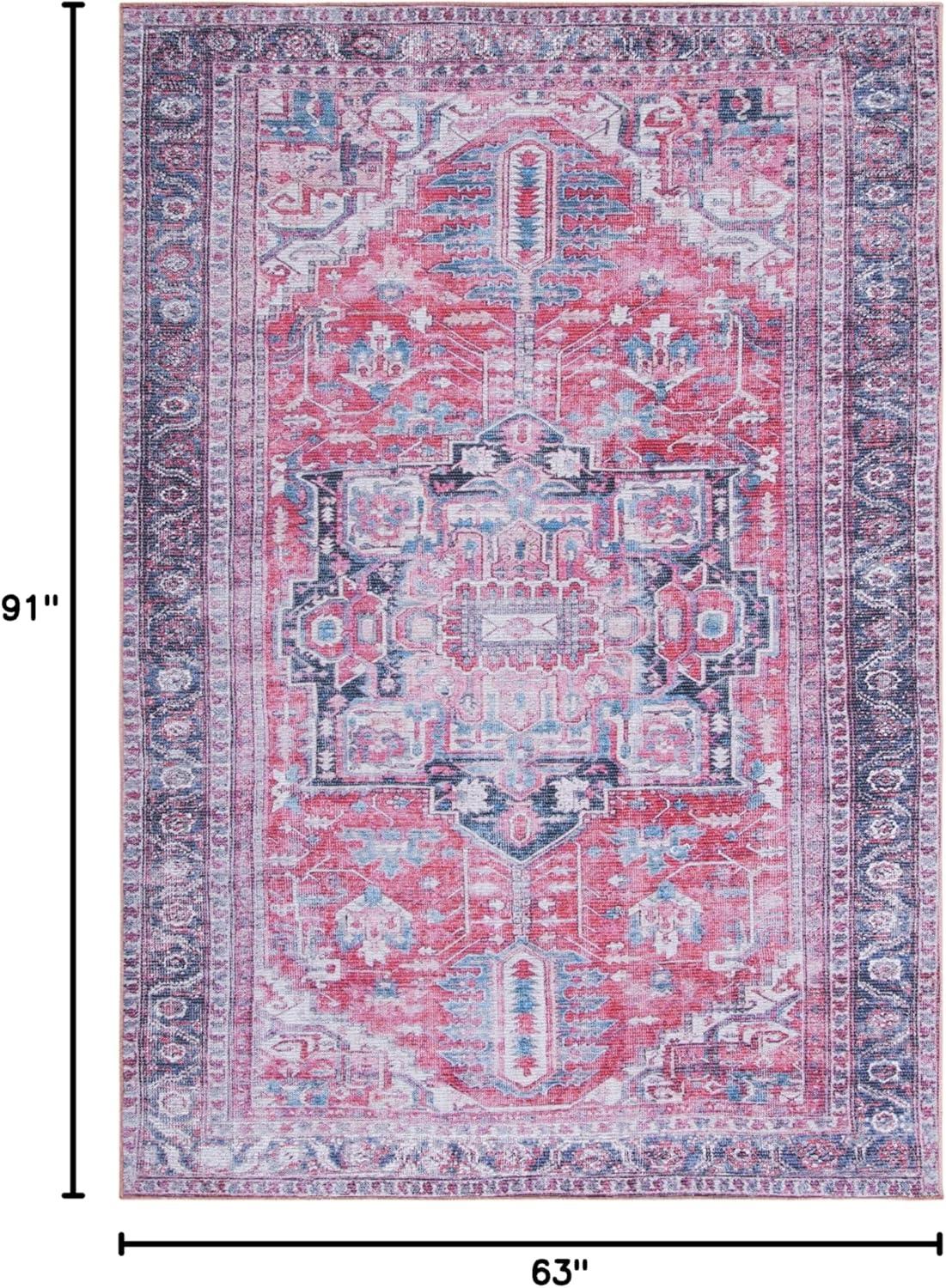 Serapi SEP389 Power Loomed Machine Washable Skid-Resistant Indoor Area Rug - Navy/Red - 5'3"x7'7" - Safavieh