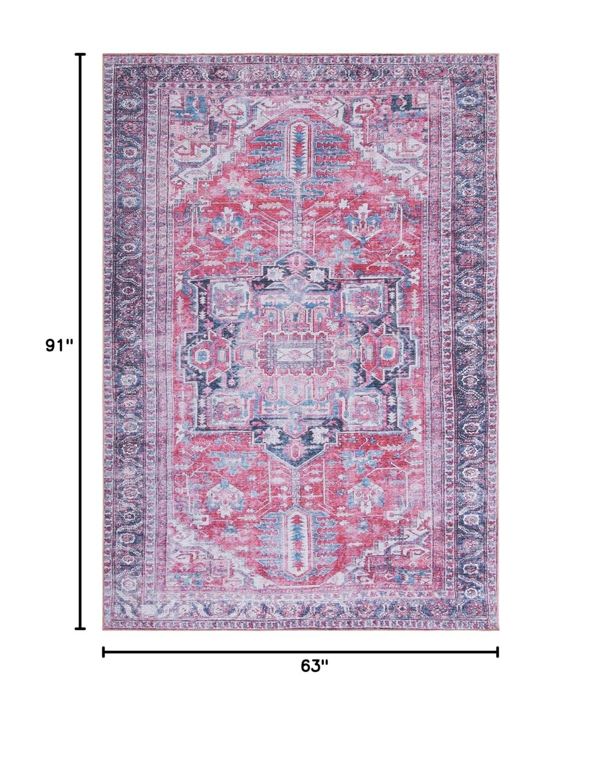 Serapi SEP389 Power Loomed Machine Washable Skid-Resistant Indoor Area Rug - Navy/Red - 5'3"x7'7" - Safavieh