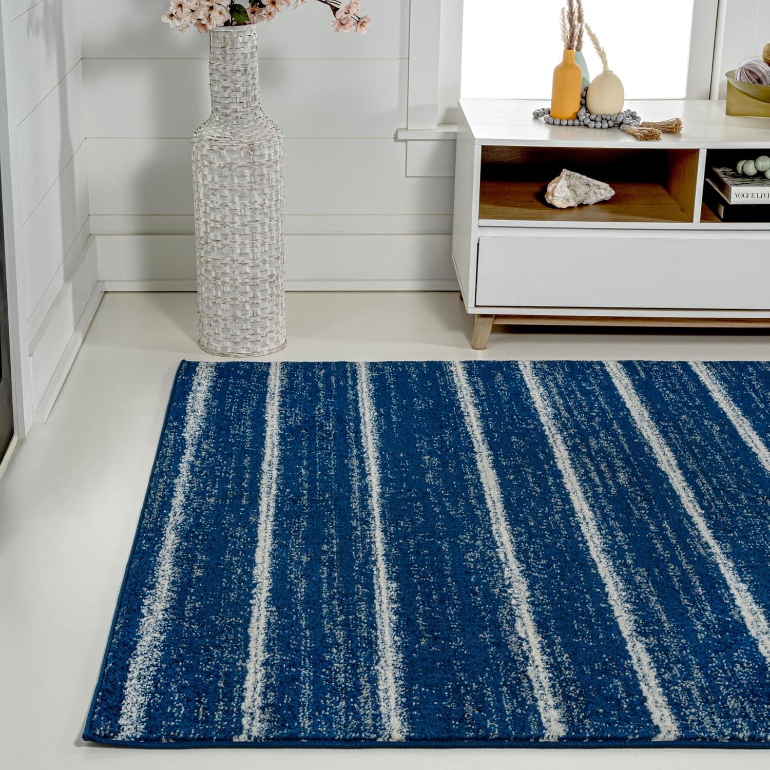 JONATHAN Y Williamsburg Minimalist Stripe Navy/Cream 3 ft. x 5 ft. Area Rug