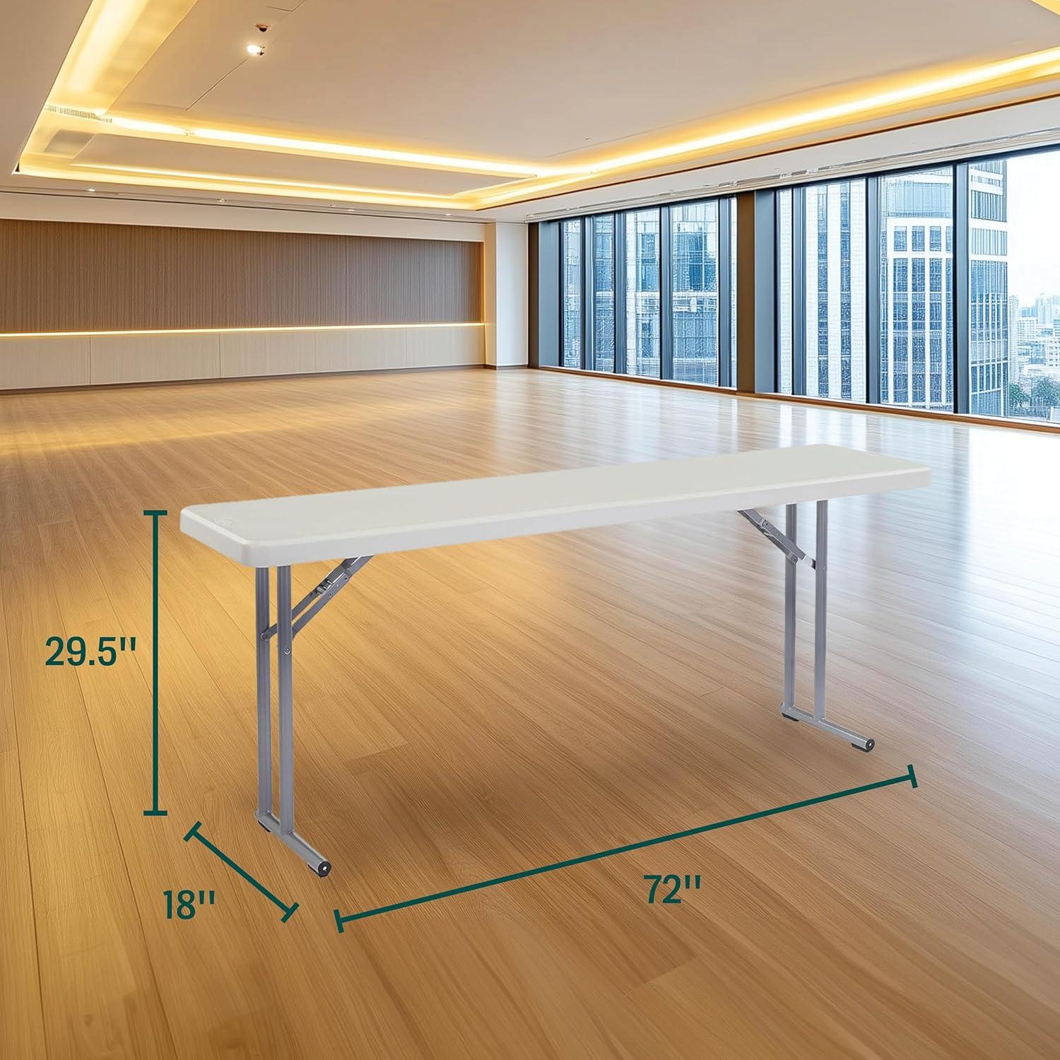 Gray Heavy-Duty 18x72 Folding Seminar Table with Steel Frame