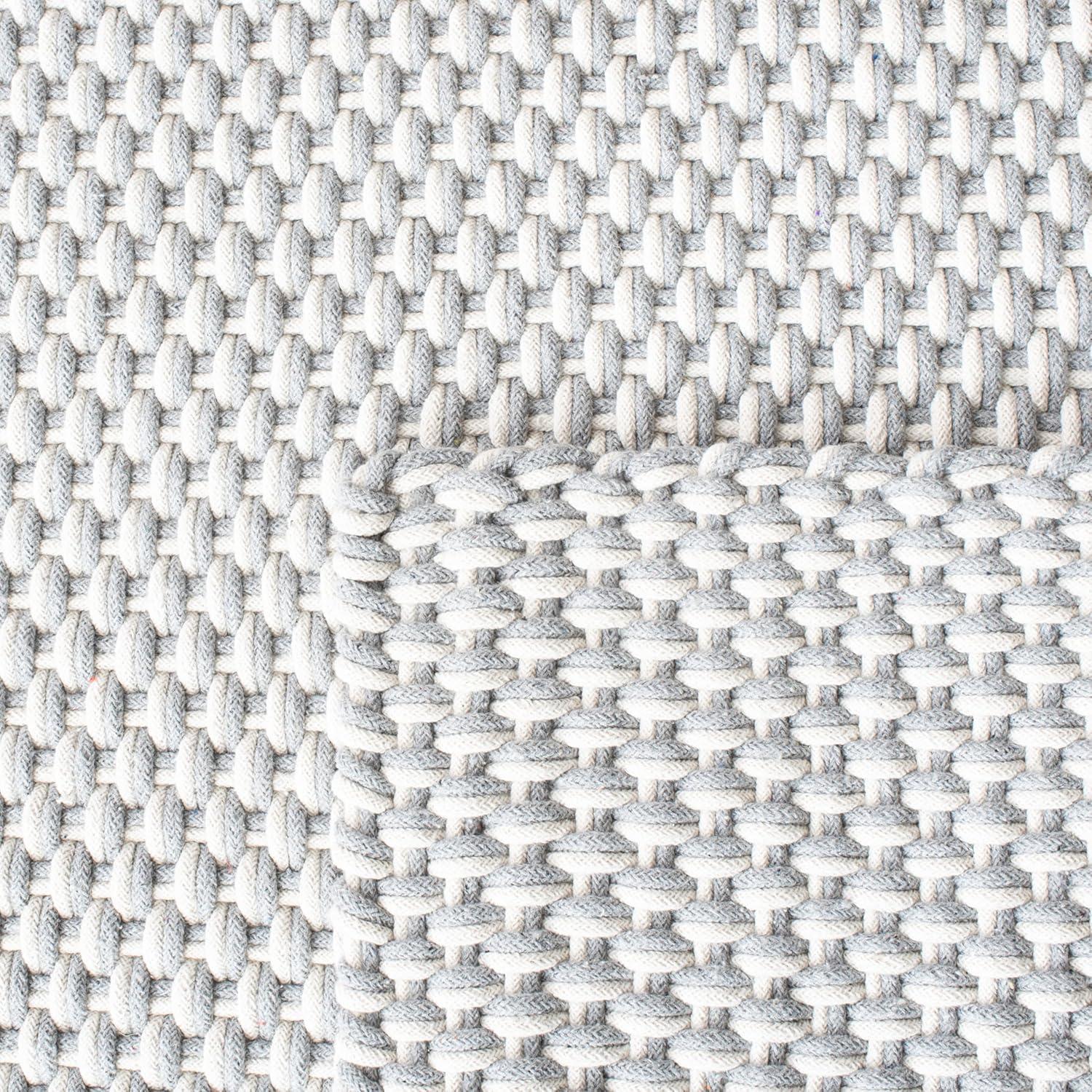 Handmade Gray Cotton Basket Weave 9' x 12' Area Rug