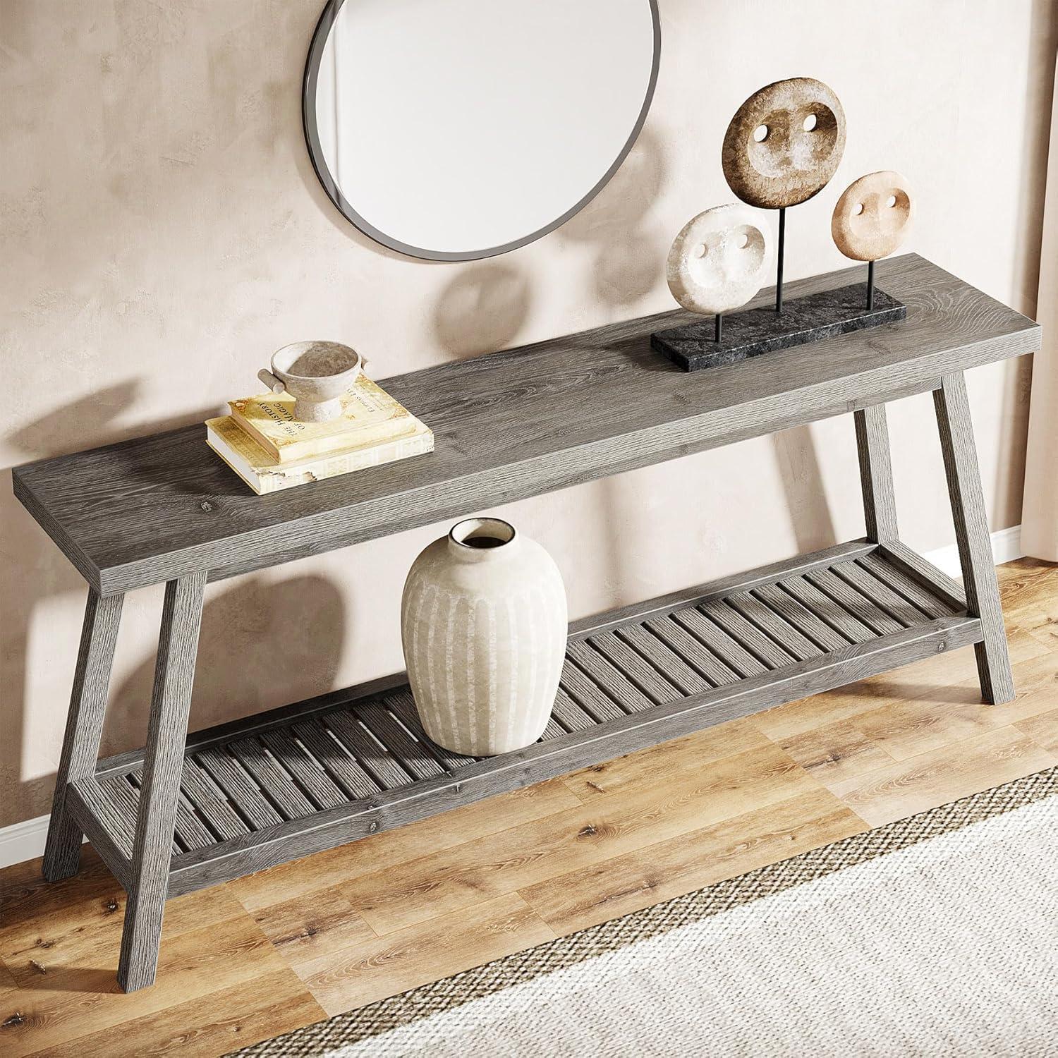 Farmhouse 70.9 Inches Console Entryway Table Grey
