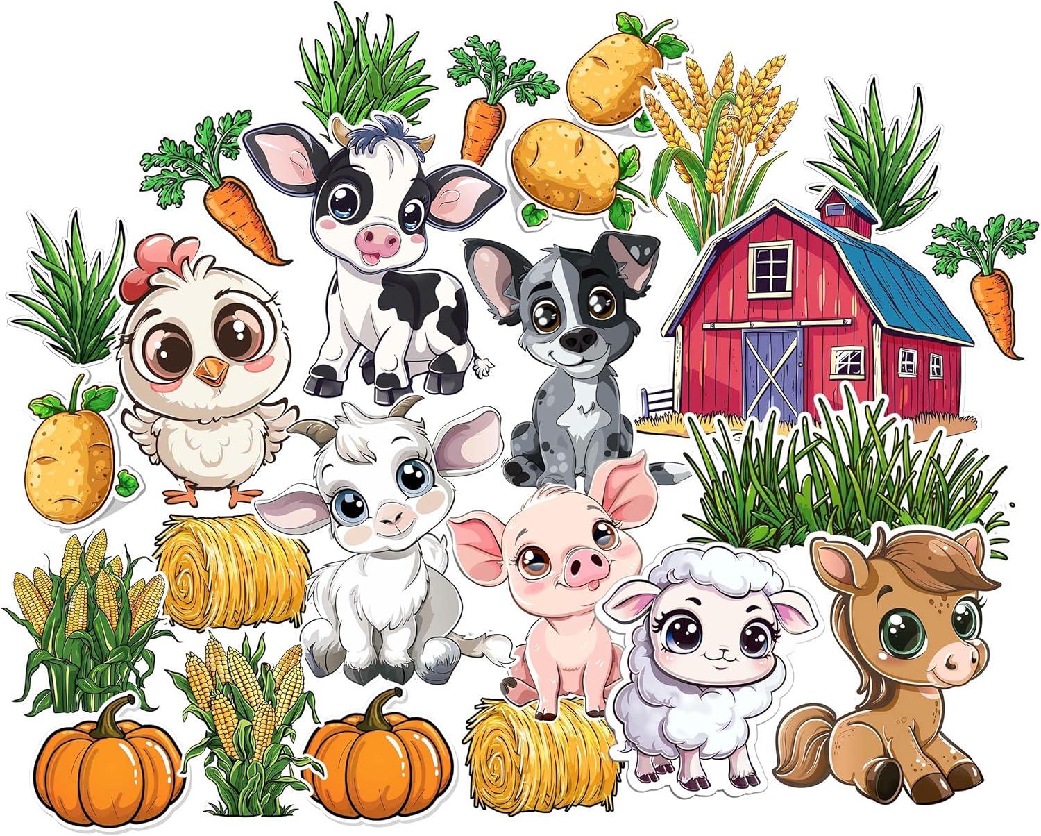Farm Animal Stickers for Walls - Hi-Res Vinyl Animal Wall Decals for Nursery & Classroom - Animal Stickers for Kids Room Wall Decor - Easy Application Adhesive Decals