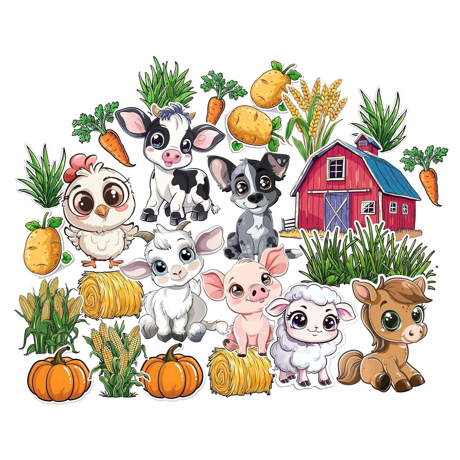 Farm Animal Stickers for Walls - Hi-Res Vinyl Animal Wall Decals for Nursery & Classroom - Animal Stickers for Kids Room Wall Decor - Easy Application Adhesive Decals