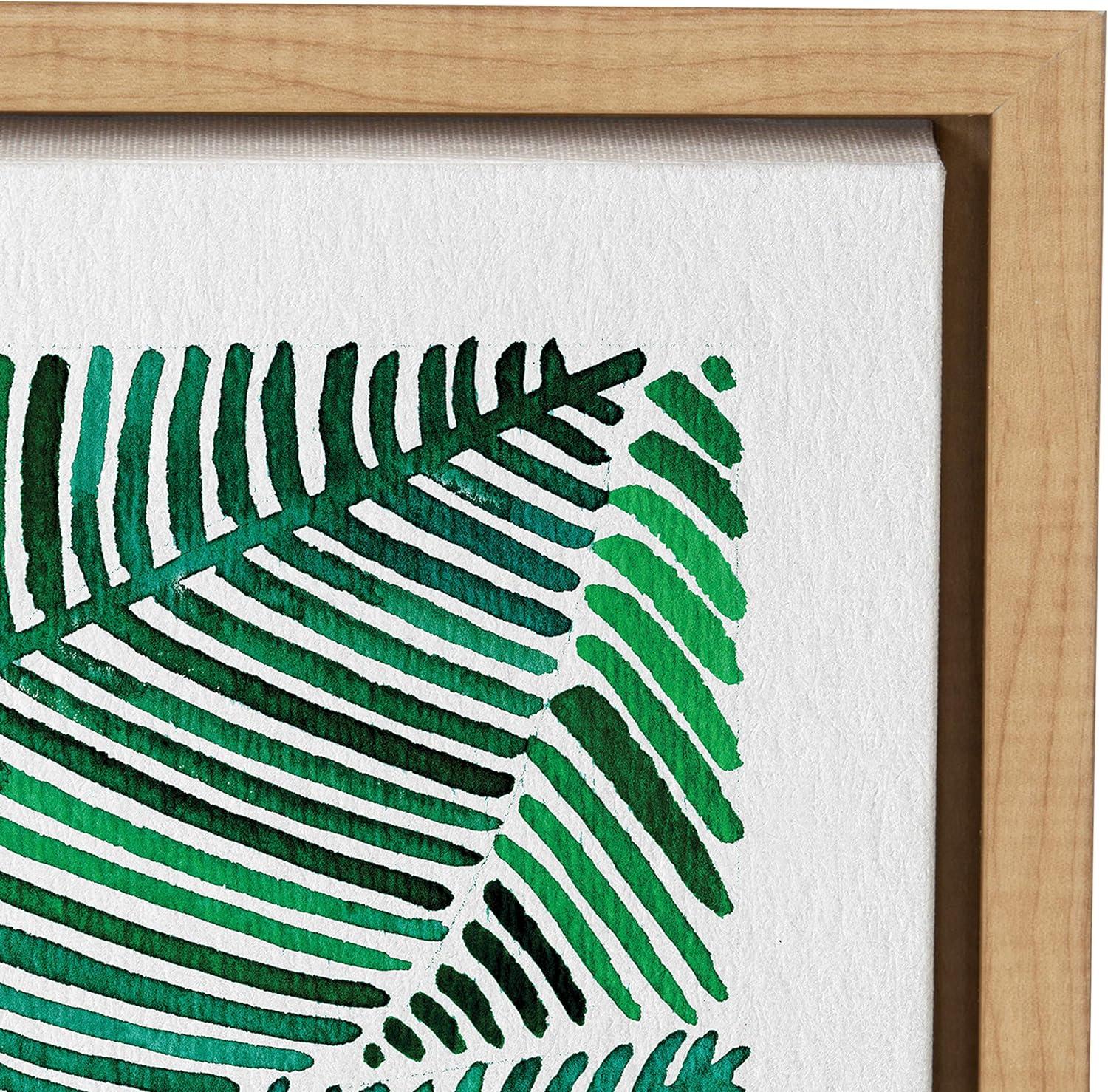 18" x 24" Sylvie Tropical Leaves Framed Canvas by Cat Coquillette Natural - Kate and Laurel