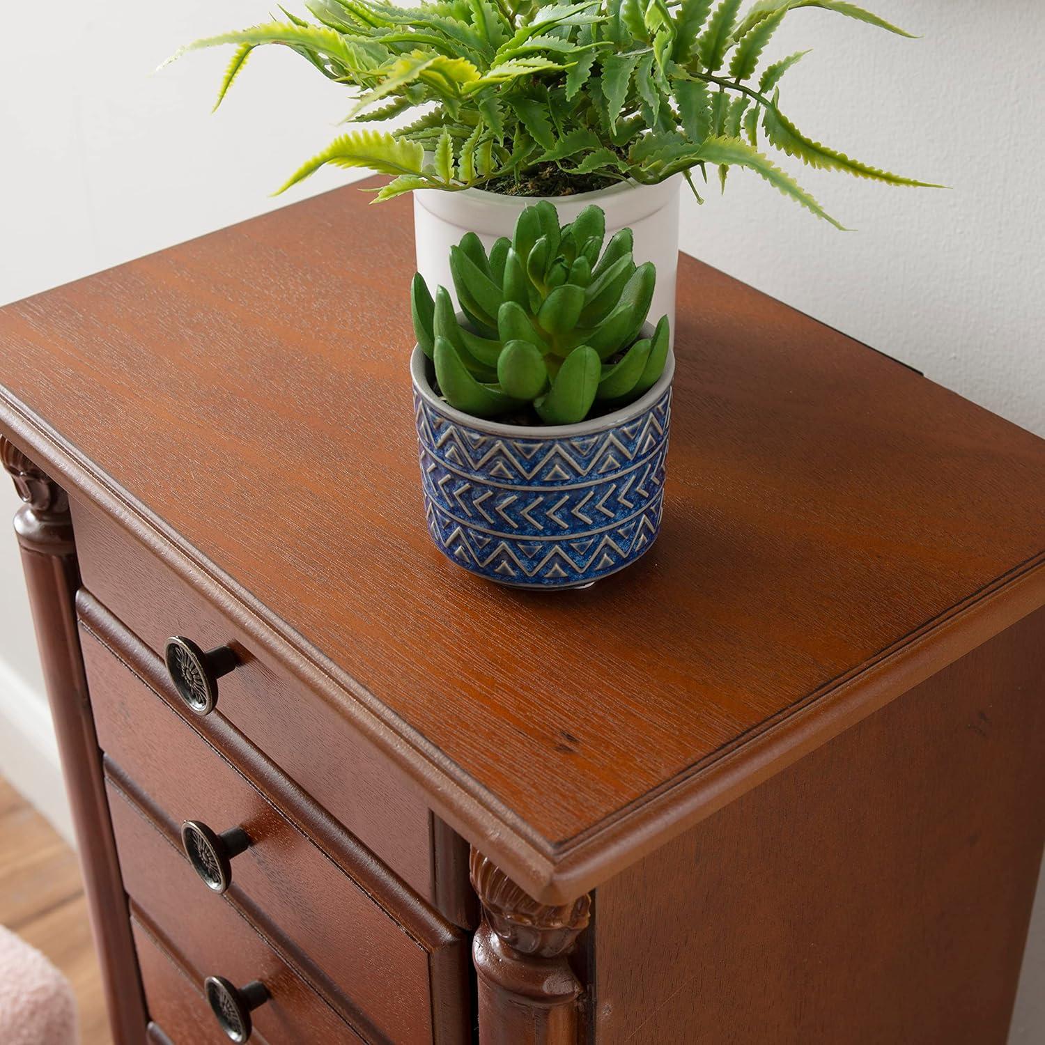 Lightly Distressed Deep Cherry Jewelry Armoire