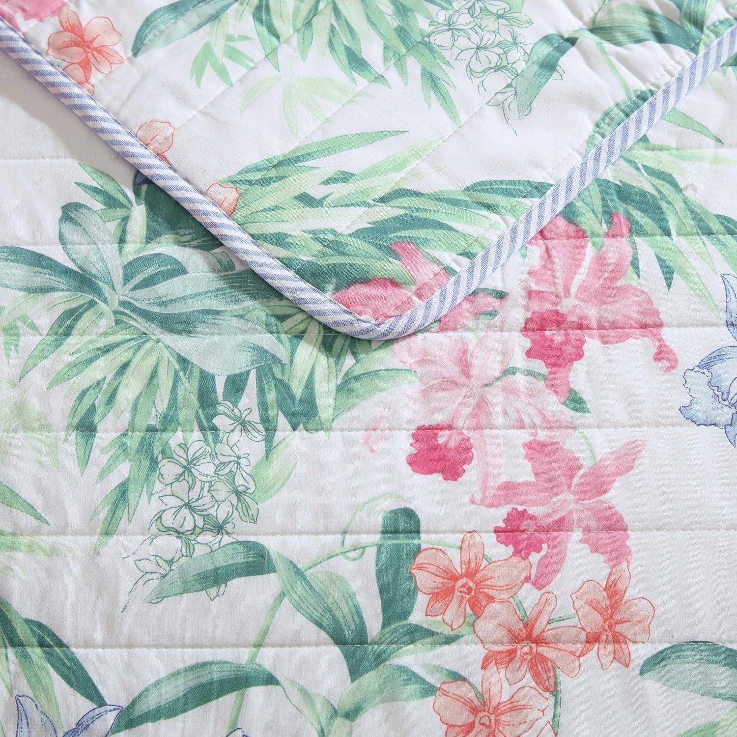 Tommy Bahama Home Island Orchid Tropical Cotton Floral Quilt Set