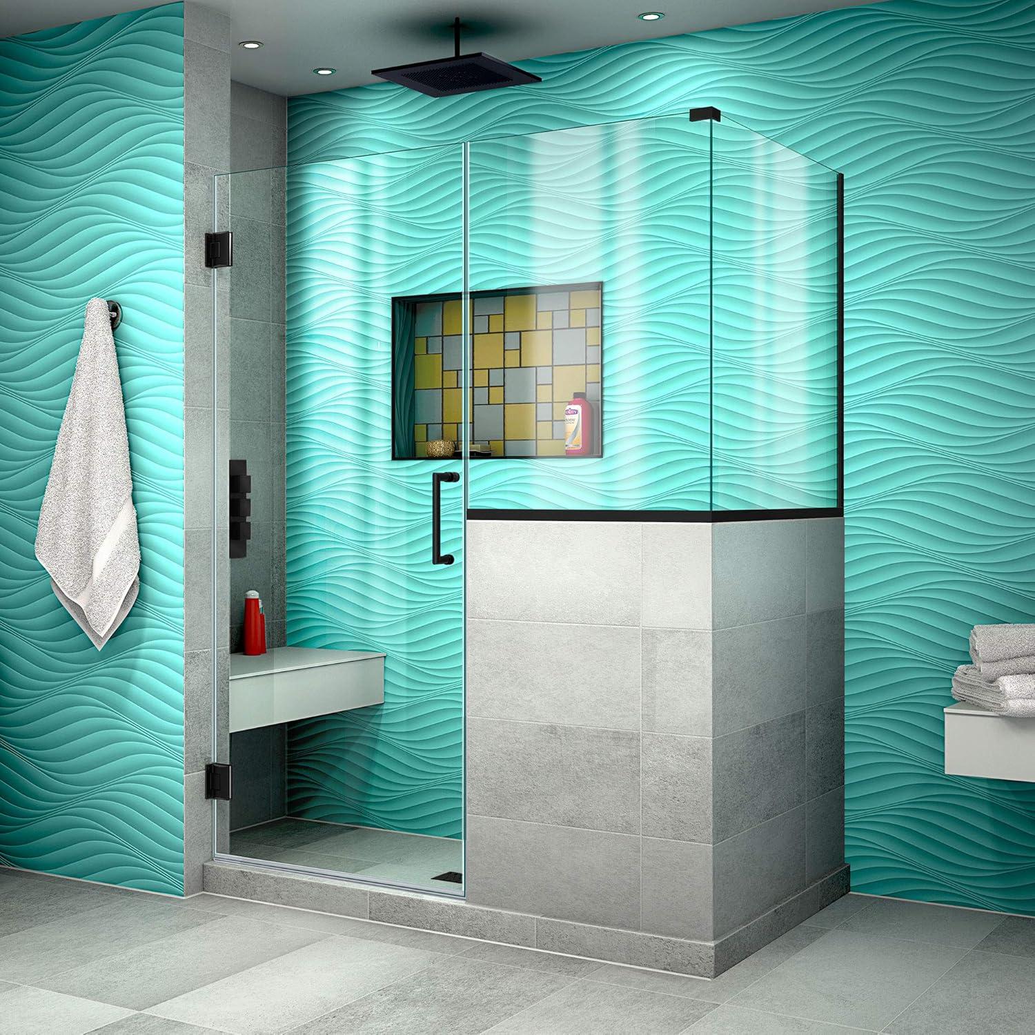 DreamLine Unidoor Plus 47" W x 36.375" D x 72" H Frameless Pivot Rectangle Shower Enclosure with Fixed Panel SHEN-2423243636-09