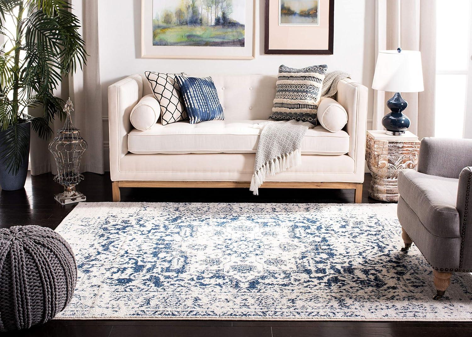 SAFAVIEH Madison Katina Traditional Area Rug, Cream/Navy, 11' x 15'