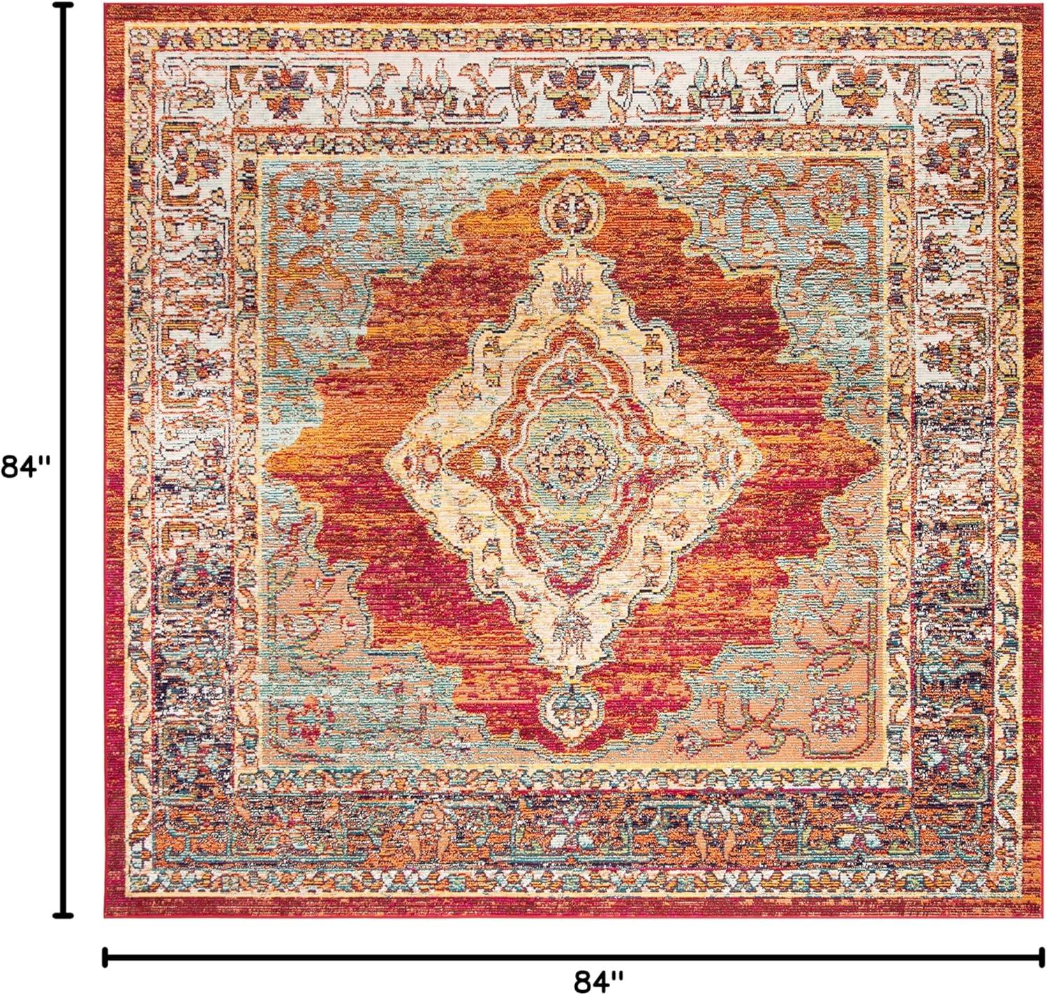 Crystal CRS500 Power Loomed Area Rug - Orange/Light Blue - 7'x7' - Safavieh.
