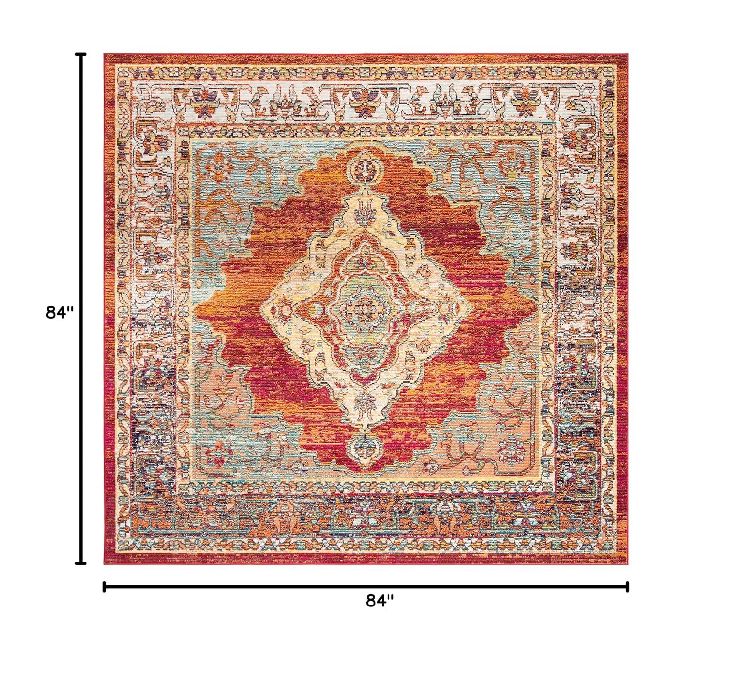 Crystal CRS500 Power Loomed Area Rug - Orange/Light Blue - 7'x7' - Safavieh.