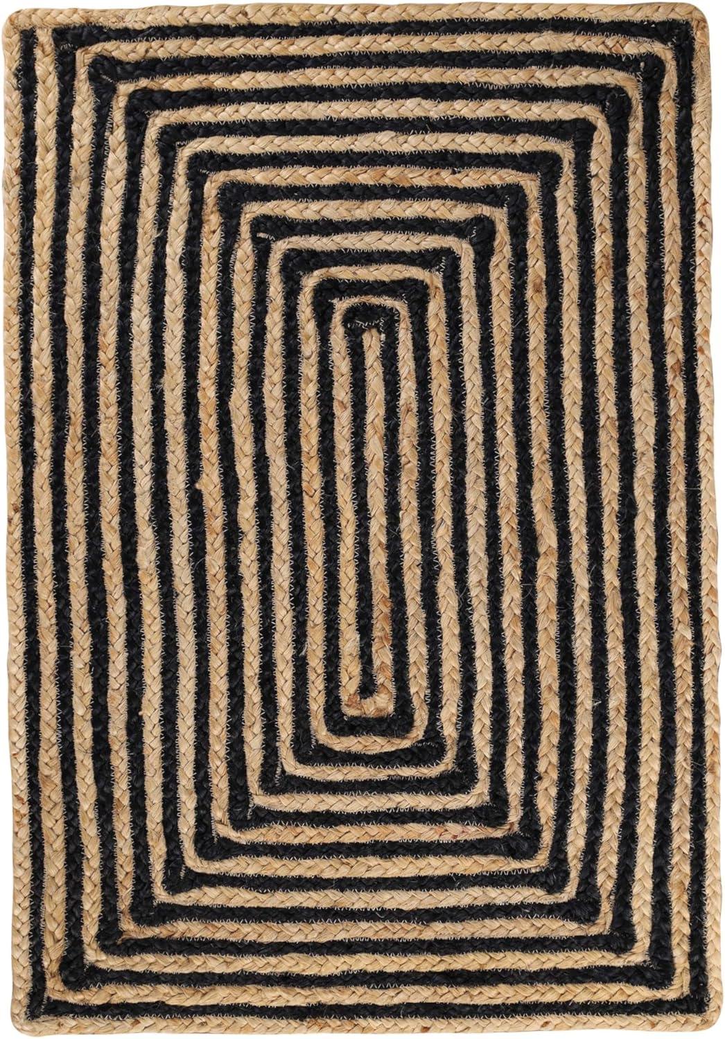 Superior Braided Jute Handwoven Indoor Outdoor Area Rug, 10' Round, Black