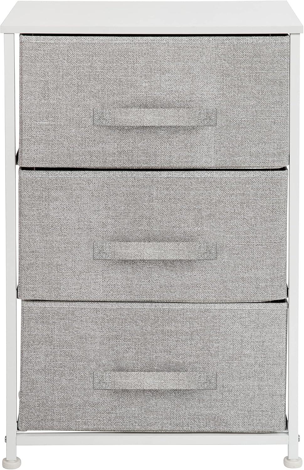 Flash Furniture Malone 3 Drawer Vertical Storage Dresser with Wood Top & Fabric Pull Drawers