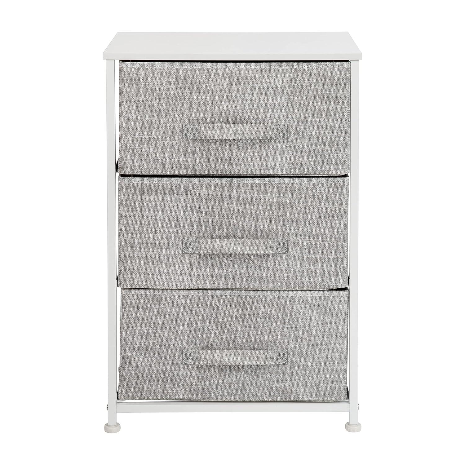 Flash Furniture Malone 3 Drawer Vertical Storage Dresser with Wood Top & Fabric Pull Drawers