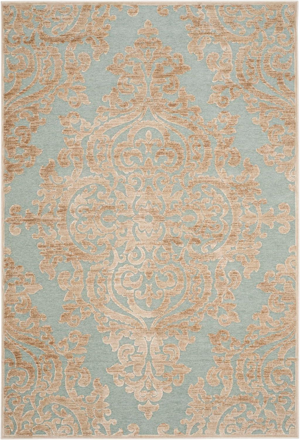 Paradise PAR390 Power Loomed Area Rug - Stone/Aqua - 5'3"x7'6" - Safavieh.