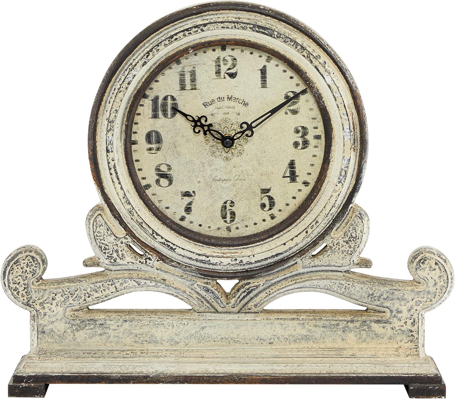 DecMode 15" White Wood Scroll Clock