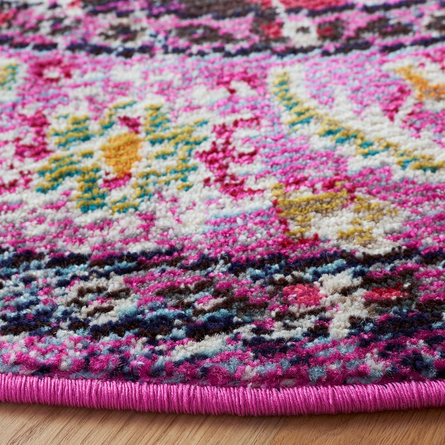 Monaco MNC243 Power Loomed Indoor Area Rug - Violet/Fuchsia - 5' Round - Safavieh