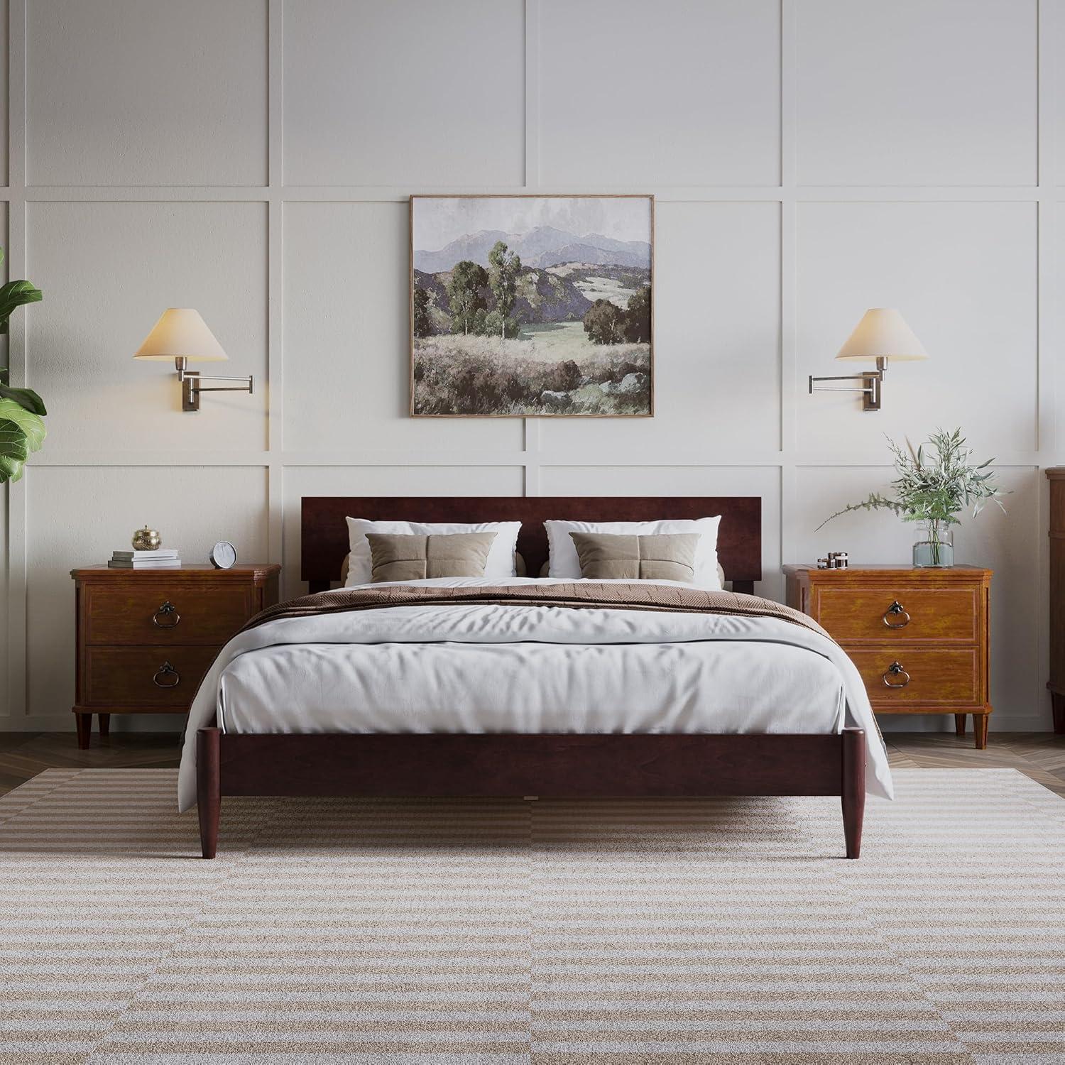 AFI Aria Queen Modern Solid Wood Low Profile Platform Bed, Espresso