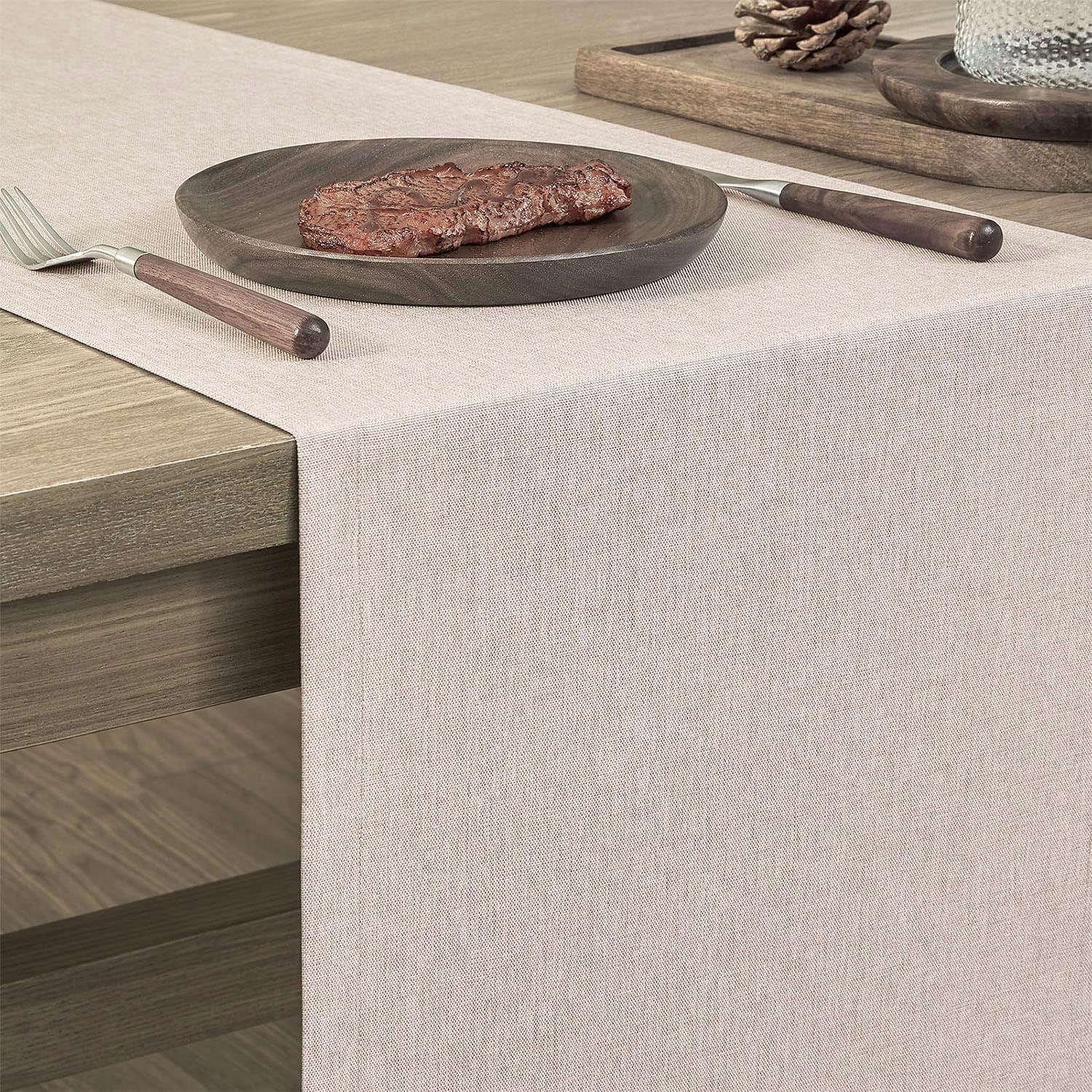 Design Imports Stone Brown Solid Chambray Table Runner 14X72