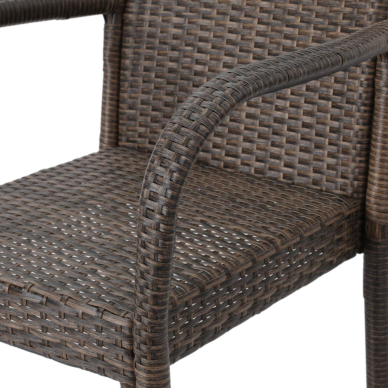 Delfina 2pk Wicker Barstool - Mix Mocha - Christopher Knight Home: UV & Weather-Resistant, Powder-Coated Frame