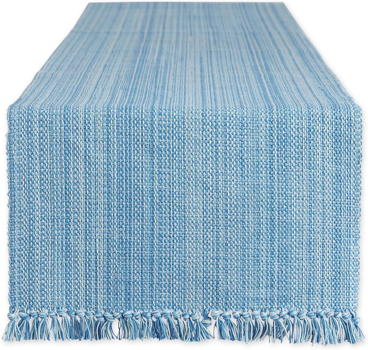 Variegated Light Blue Fringe Table Runner 13x72