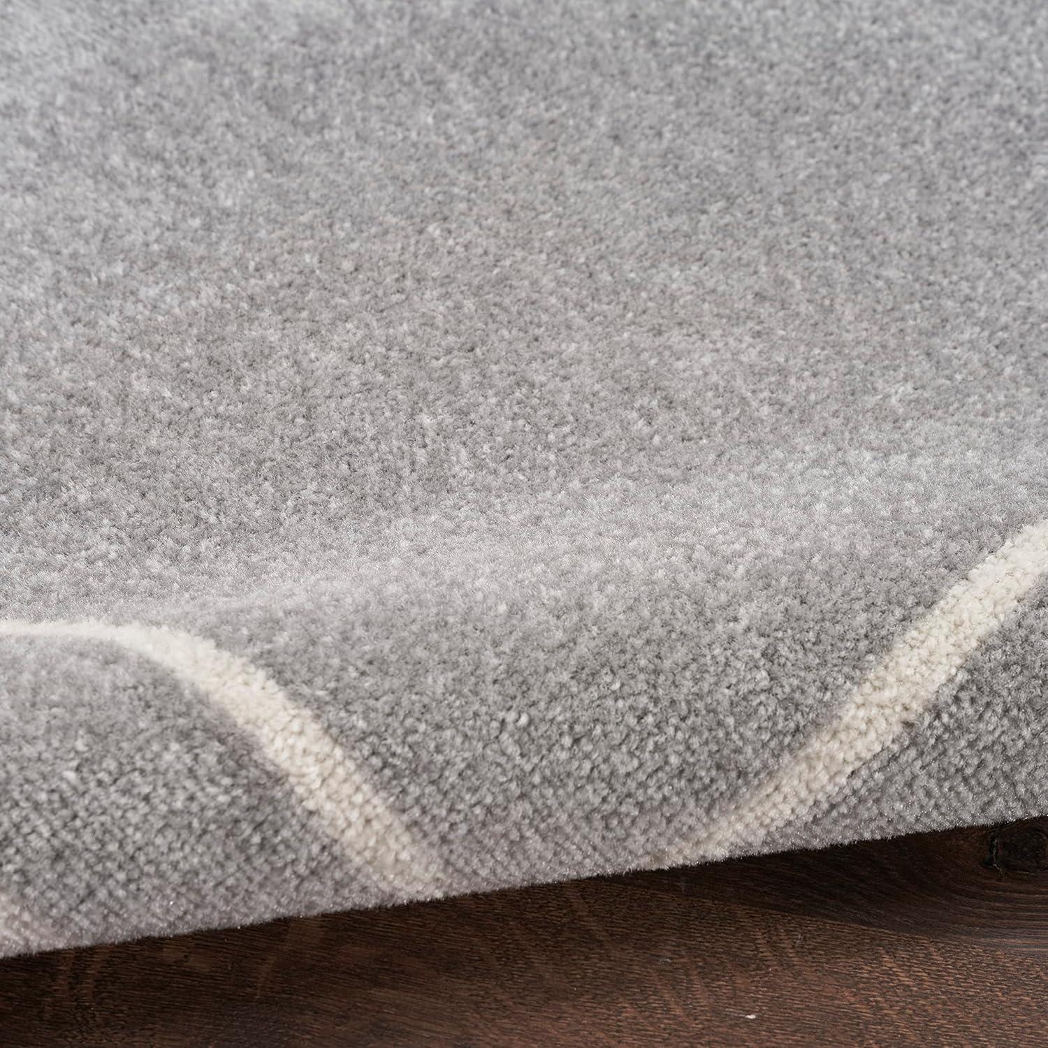 Grey and Ivory Synthetic Reversible Runner Rug