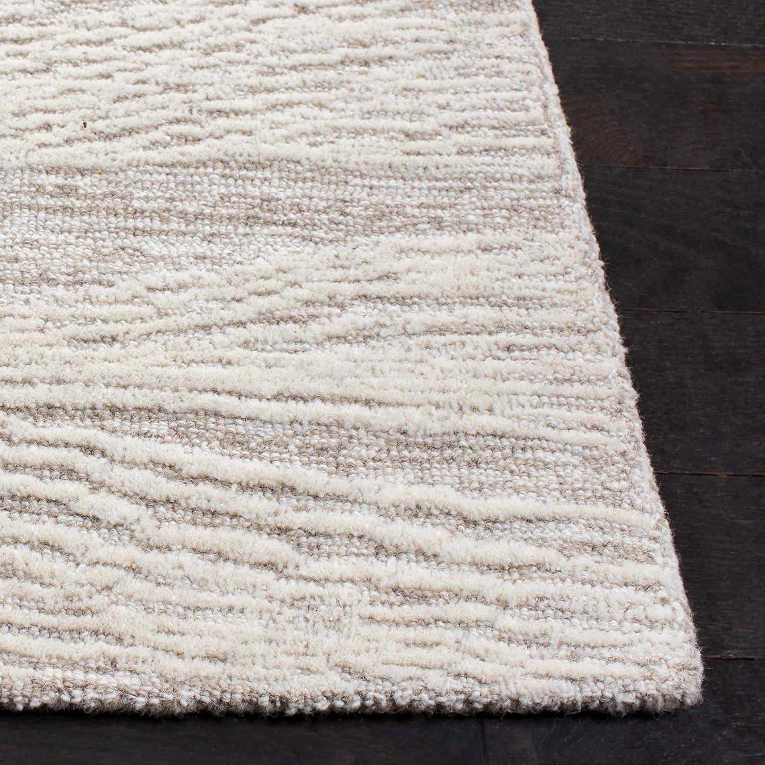 Ivory Elegance 6' Square Hand-Tufted Wool Area Rug