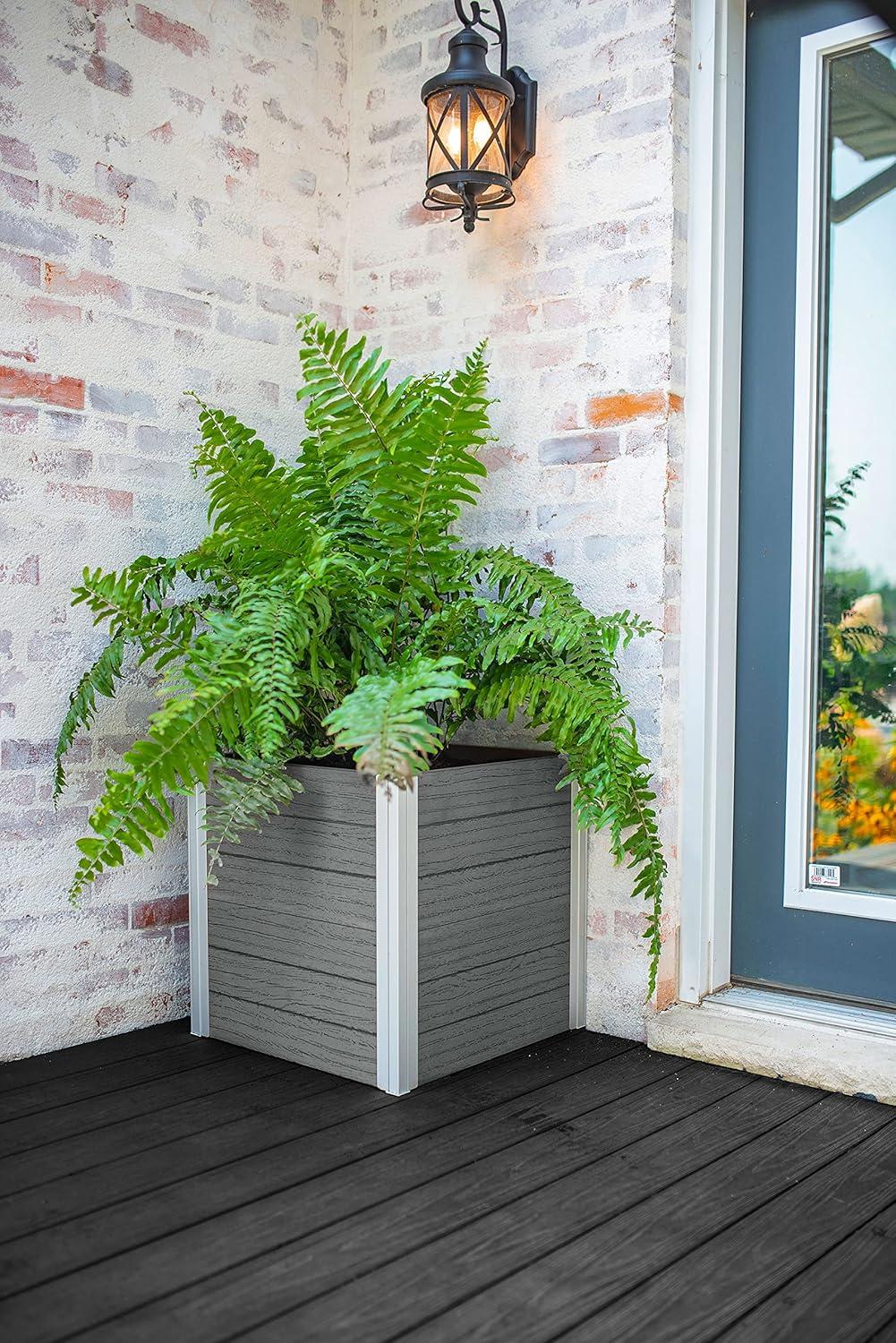 Urbana 22" Slate Gray Vinyl Cube Planter