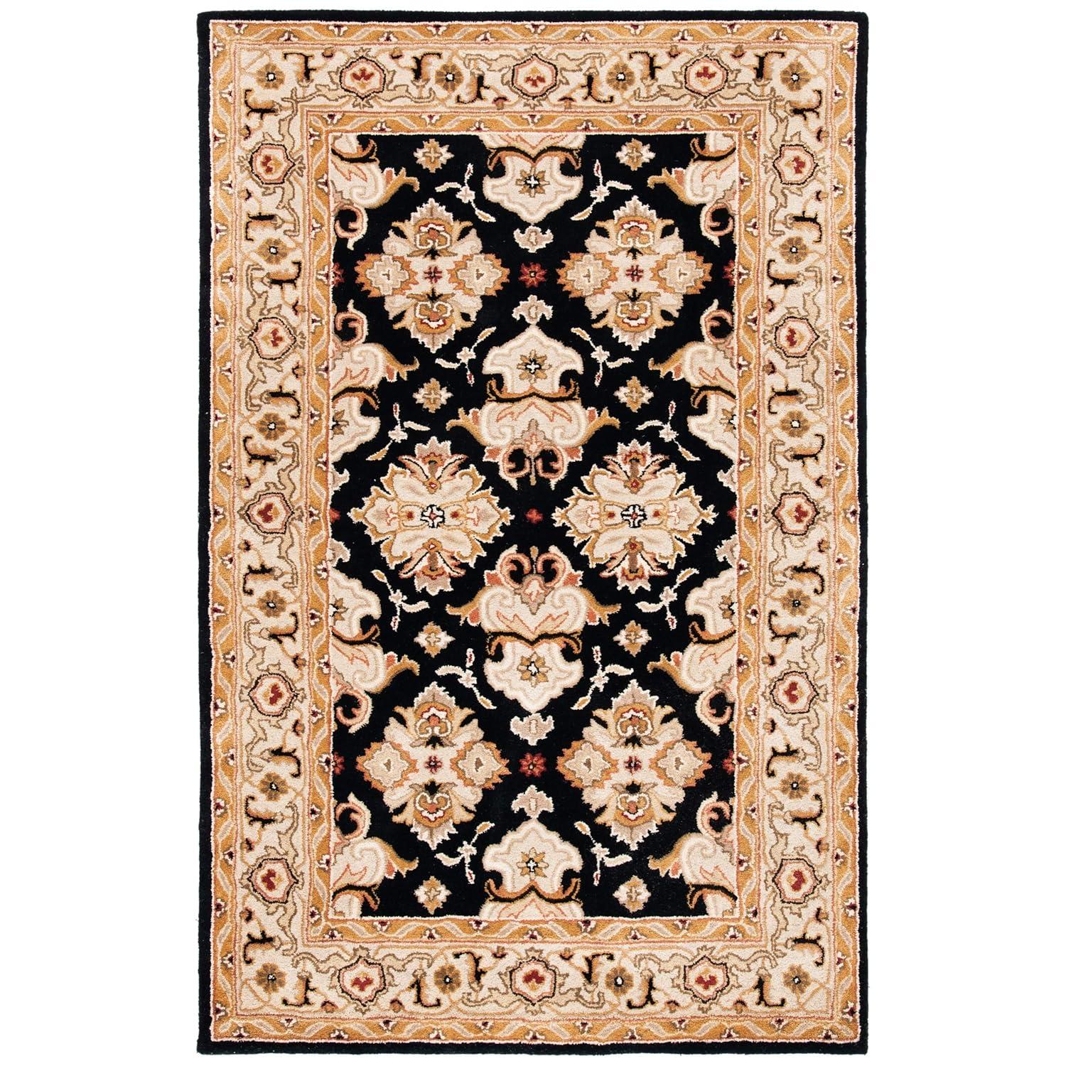 SAFAVIEH Heritage Braganza Traditional Wool Area Rug, Black/Ivory, 2'3" x 4'