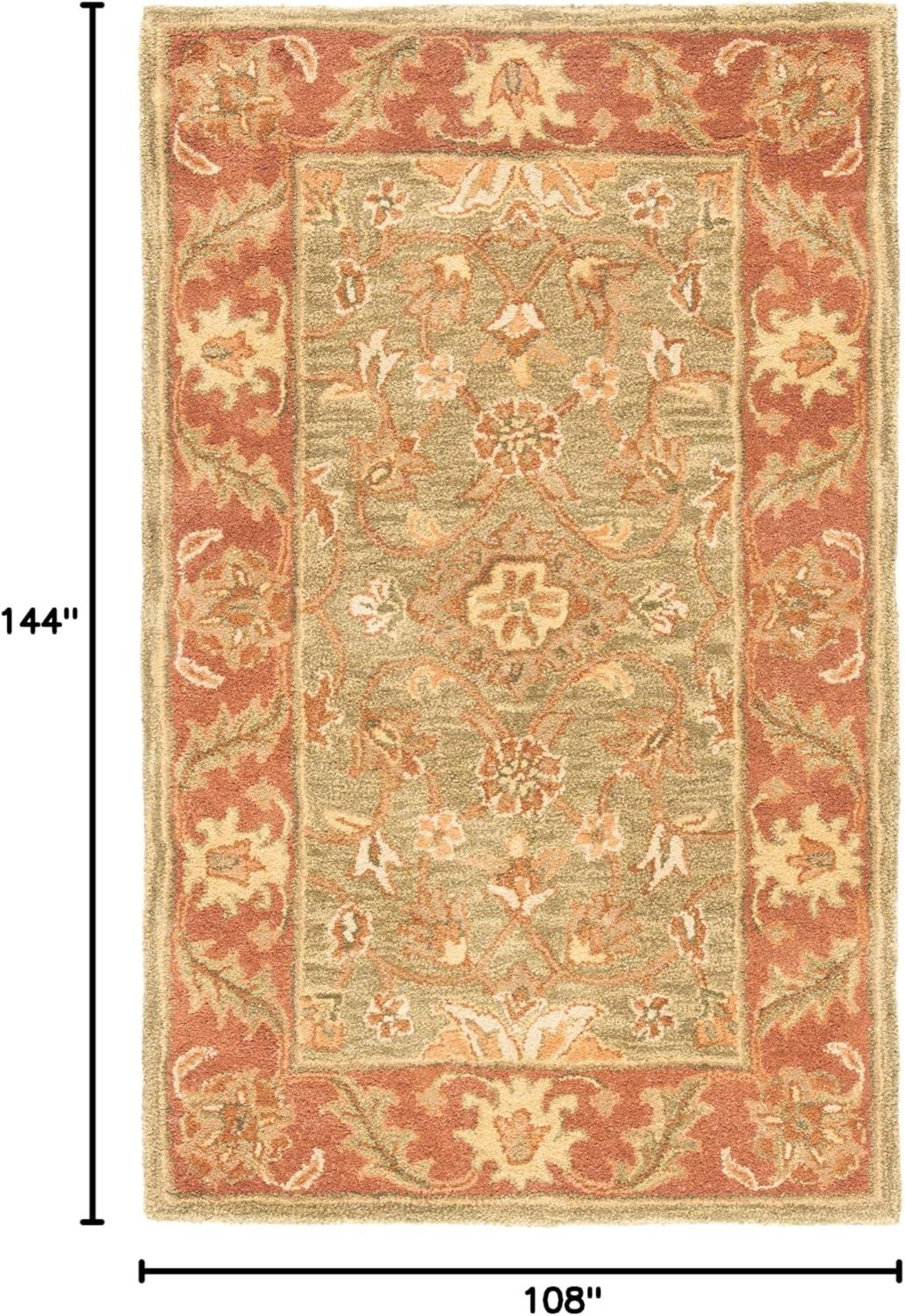SAFAVIEH Golden Jaipur Collection 9' x 12' Green / Rust GJ250A Handmade Traditional Premium Wool Area Rug