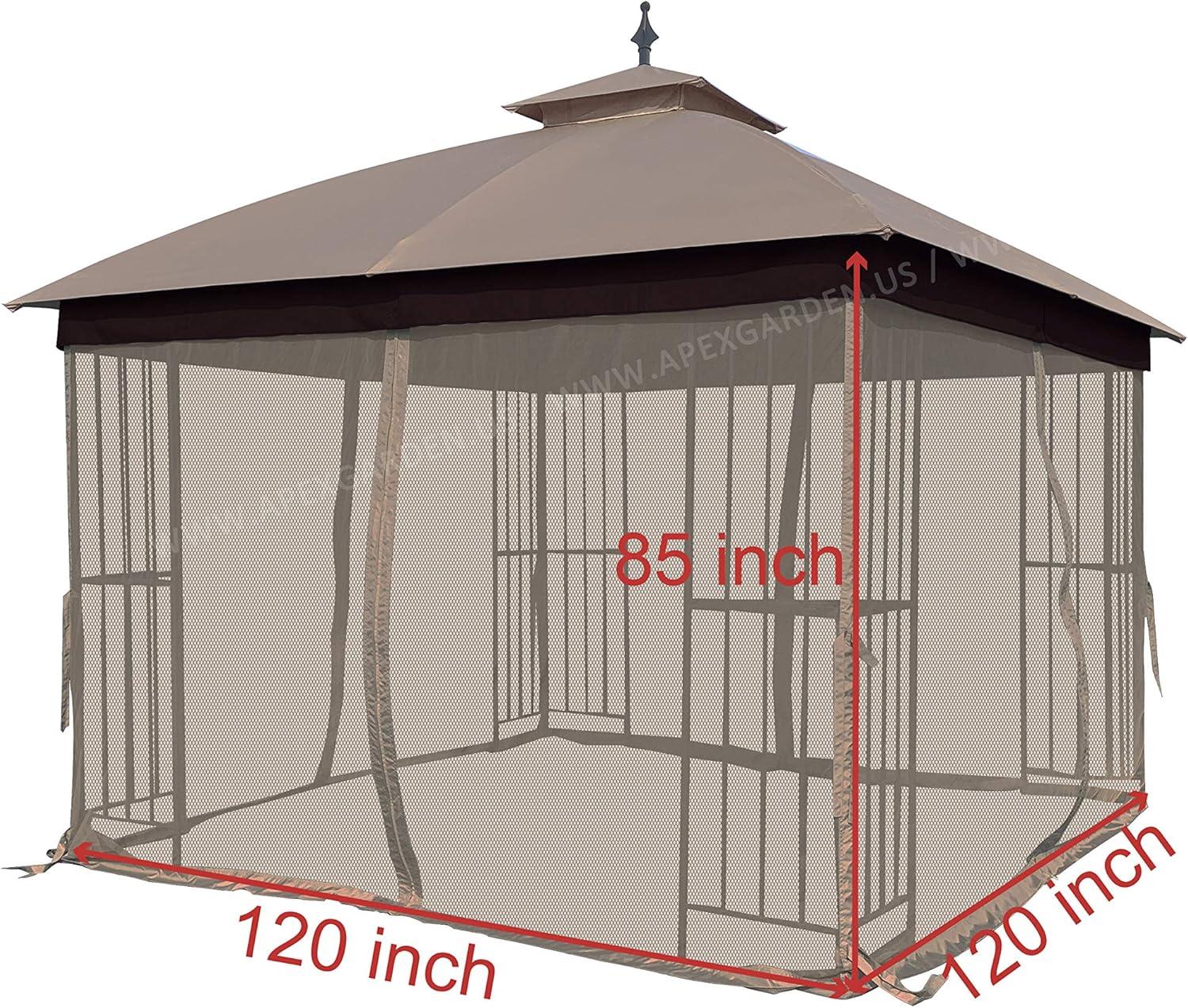 Tan 10' x 10' Gazebo Replacement Mosquito Netting with Zippers