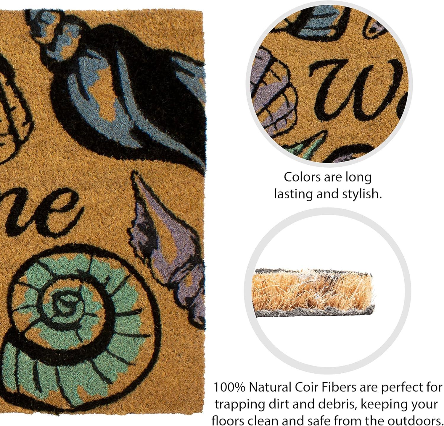 Storm Stopper All Weather Seashell Welcome 18 in. x 28 in. Indoor/Outdoor Printed Coir Mat