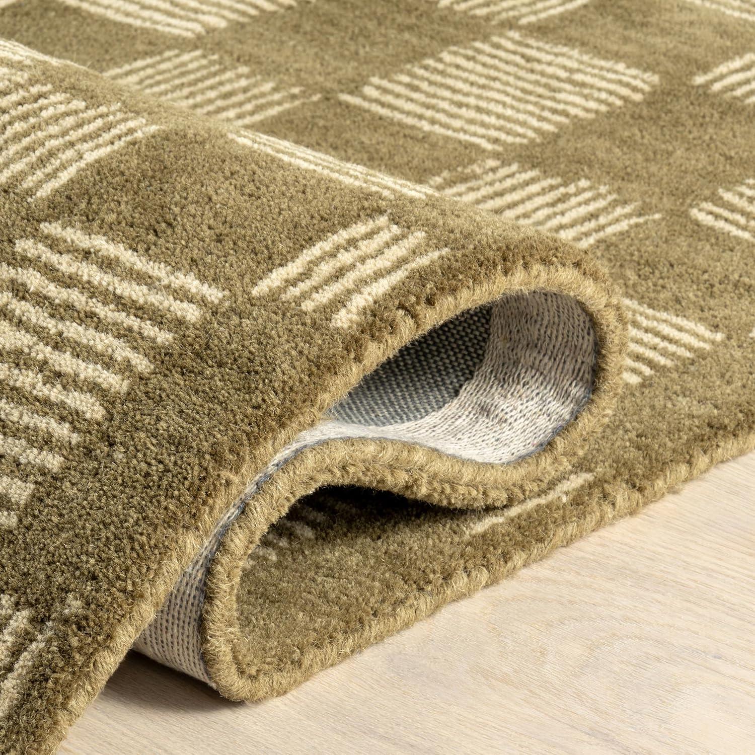 Nuloom Quince Checkered Wool Area Rug, 6' x 9', Olive