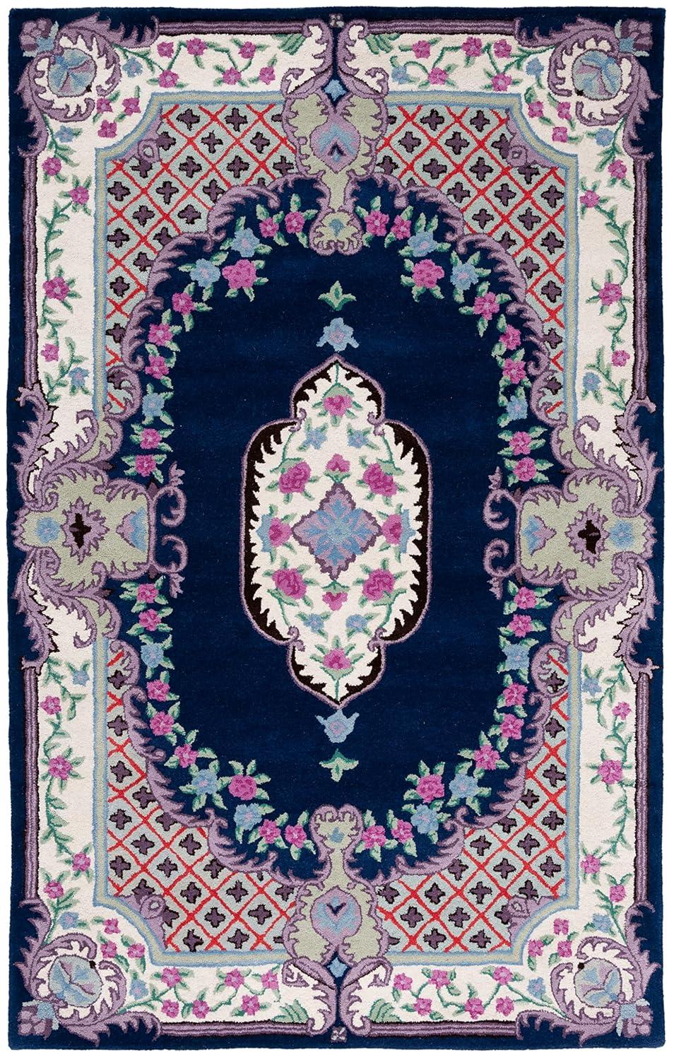 Bellagio BLG535 Hand Tufted Area Rug - Navy/Ivory - 5'x8' - Safavieh.