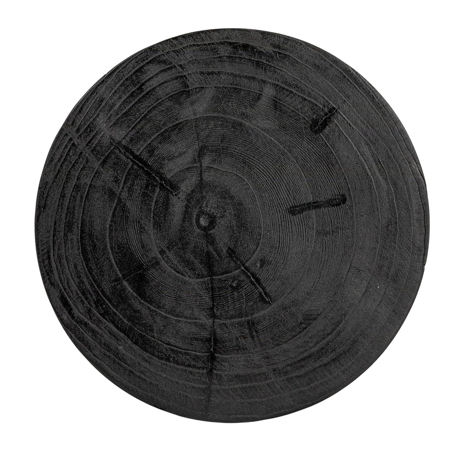 Storied Home Wood Carved Accent Table Matte Black