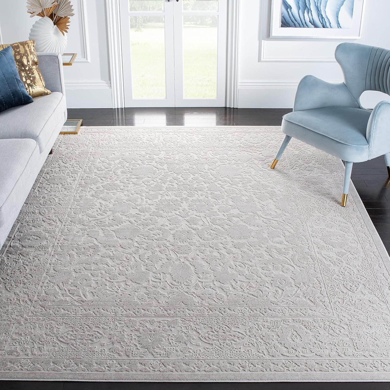 SAFAVIEH Reflection Sophia Traditional Area Rug, Light Grey/Cream, 10' x 14'